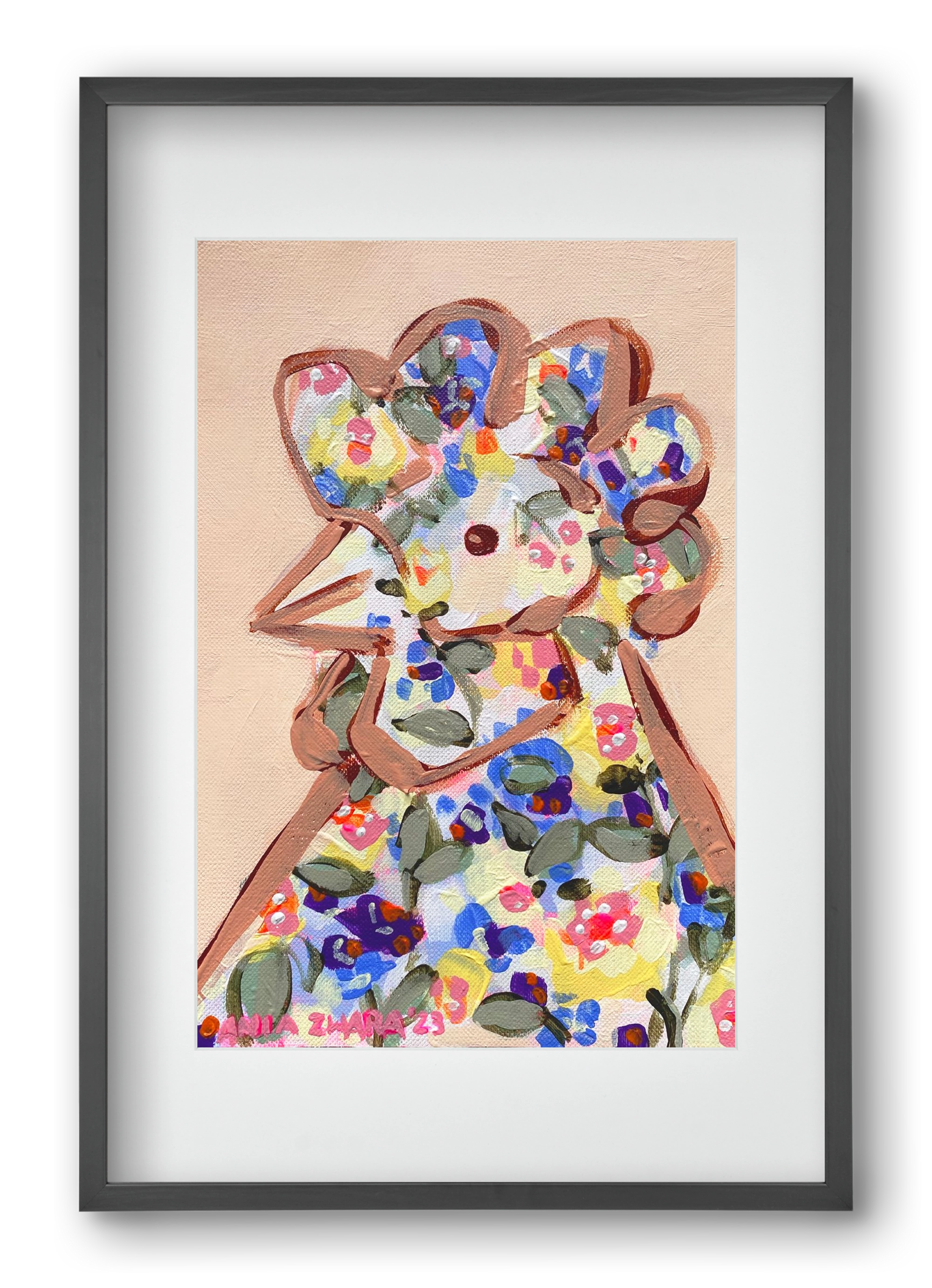 Spring mama hen, 40x60 cm (30x45 cm), Fekete keret, paszpartuval