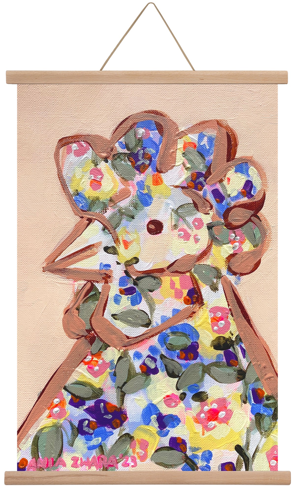 Spring mama hen, 40x60 cm (40x60 cm), Tölgy akasztó