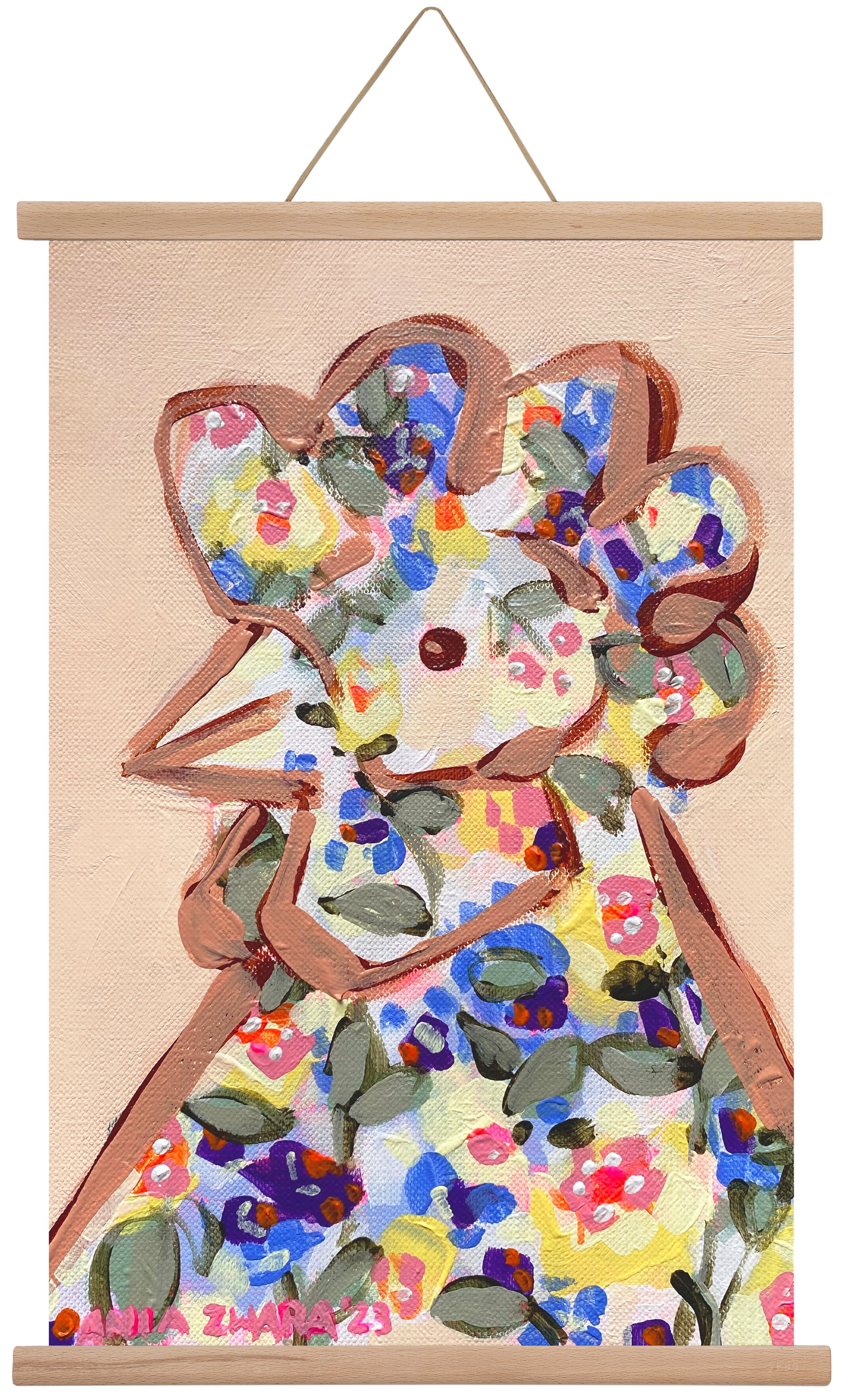 Spring mama hen, 40x60 cm (40x60 cm), Tölgy akasztó