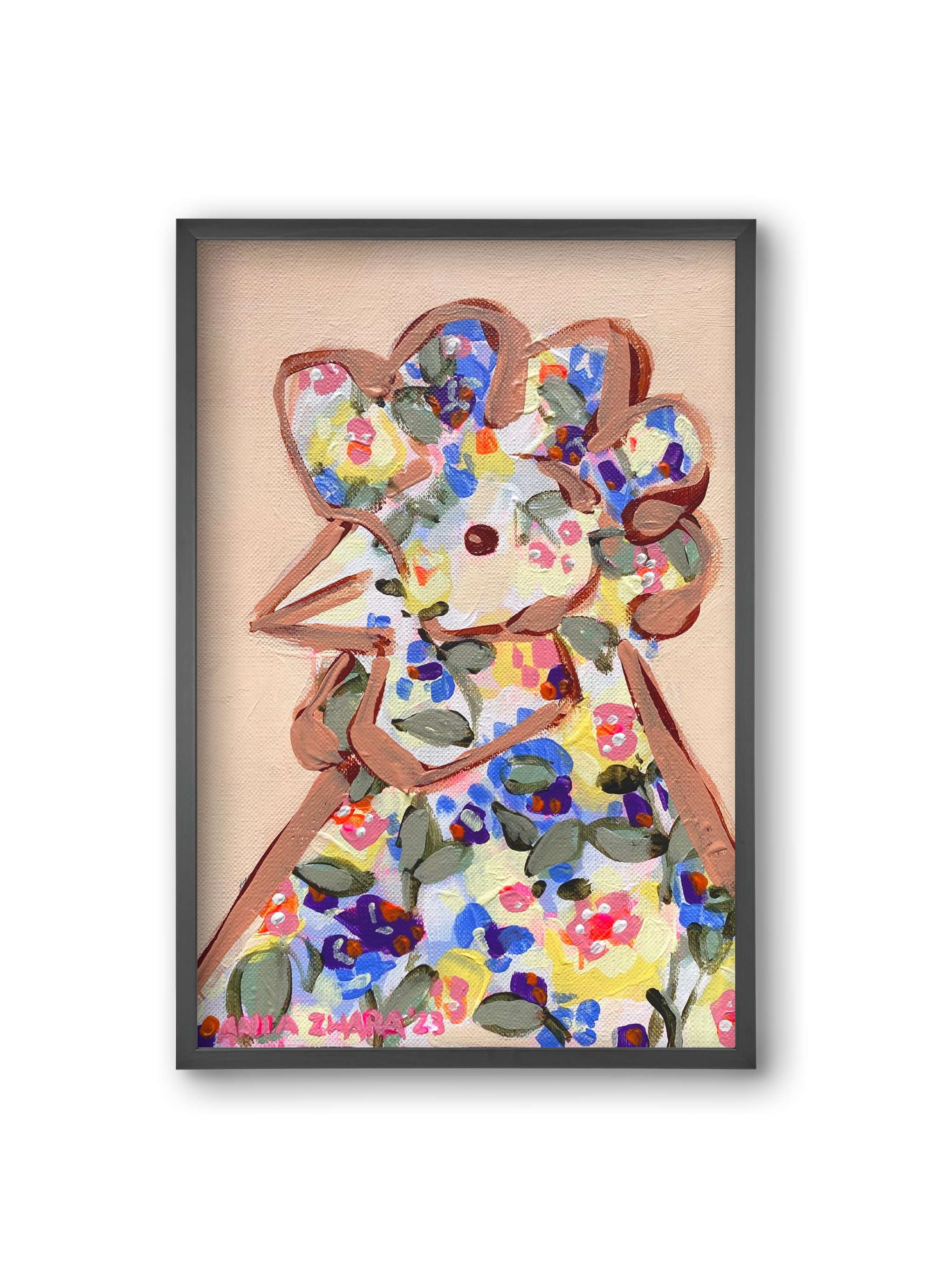 Spring mama hen, 20x30 cm (20x30 cm), Fekete keret