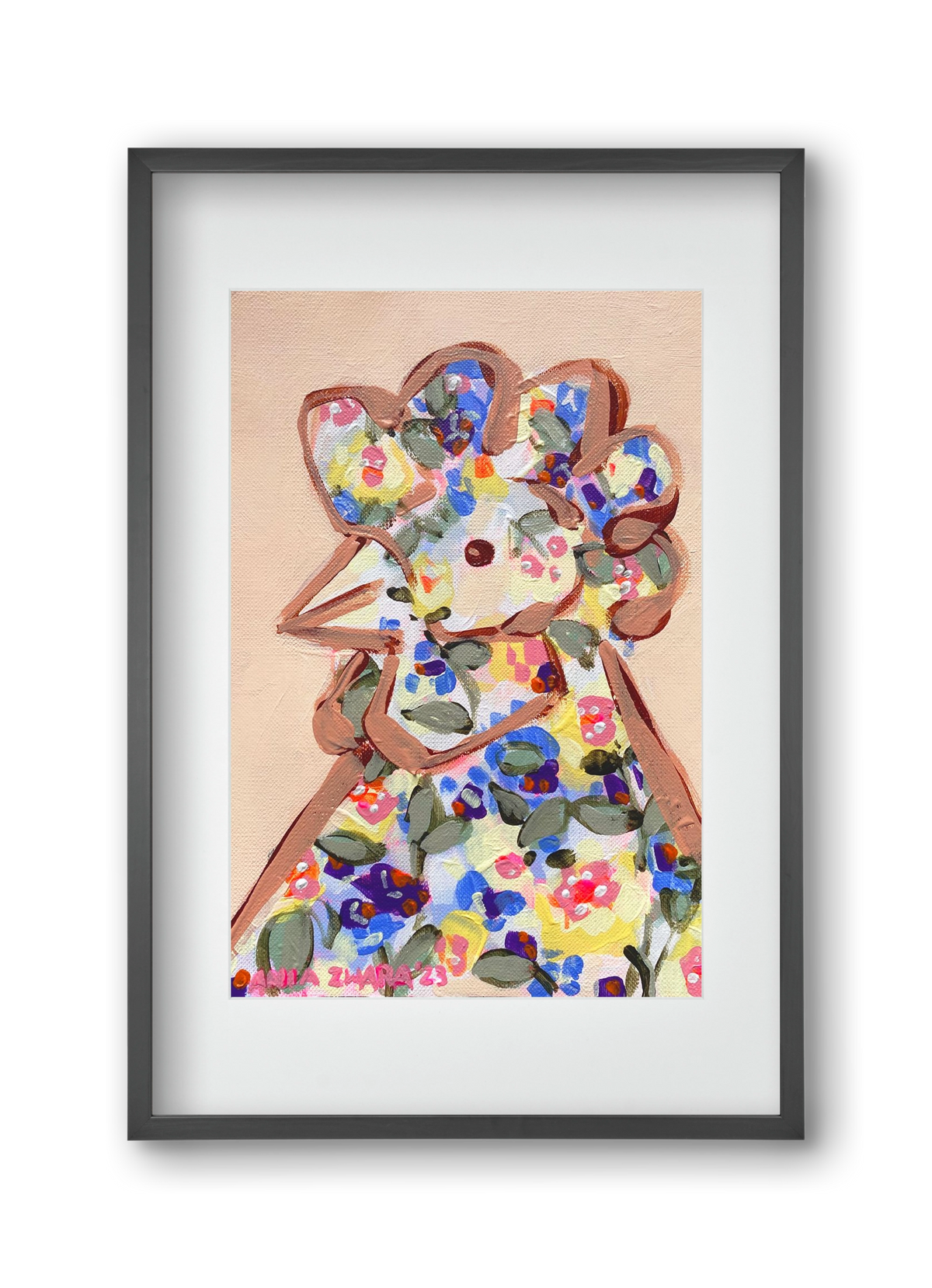 Spring mama hen, 30x45 cm (20x30 cm), Fekete keret, paszpartuval