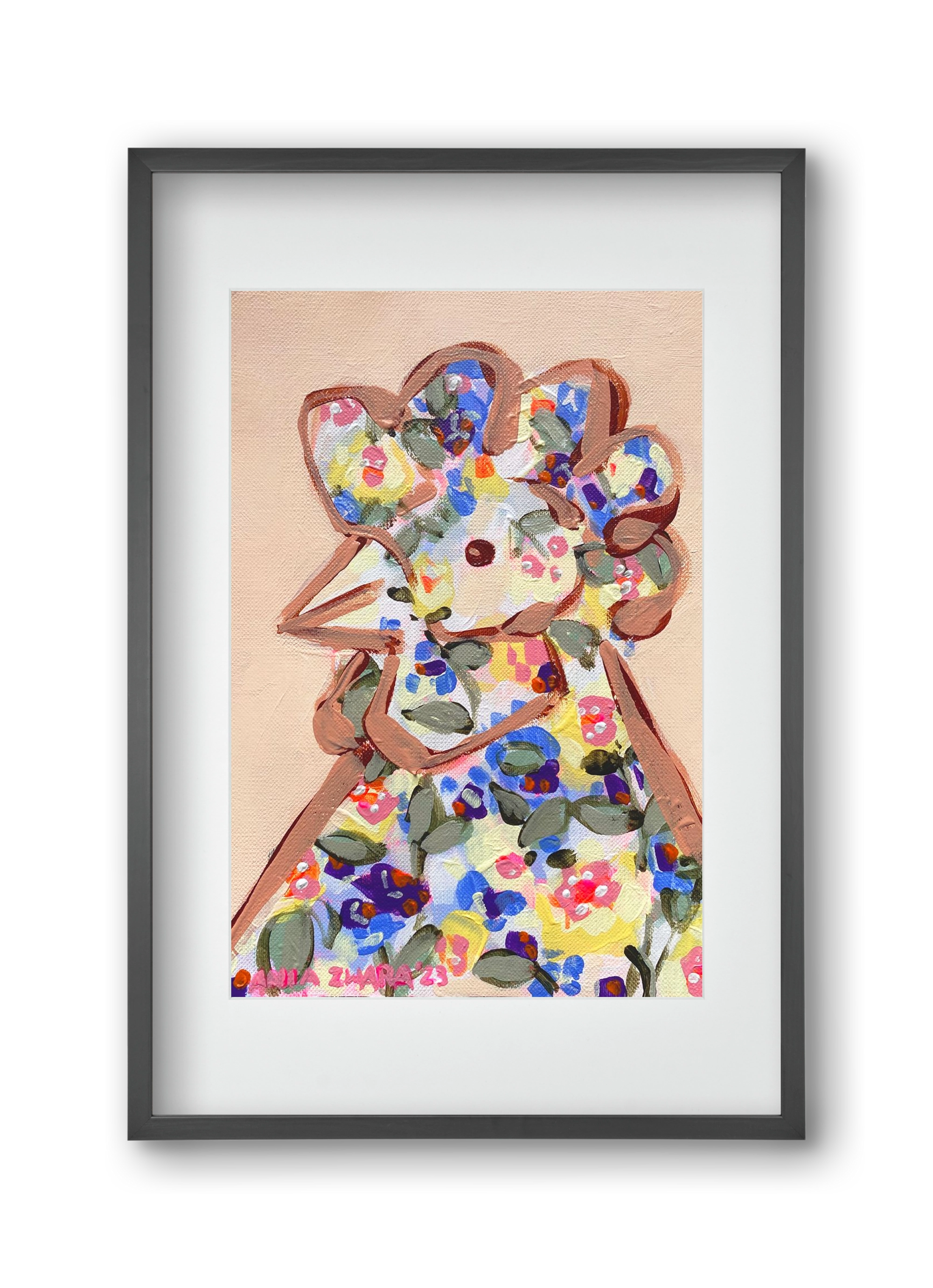 Spring mama hen, 30x45 cm (20x30 cm), Fekete keret, paszpartuval