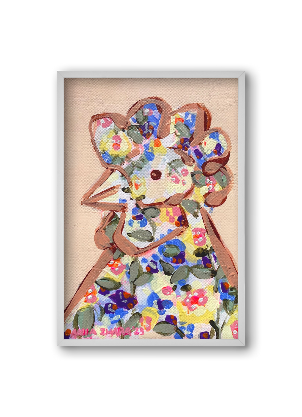 Spring mama hen, 20x30 cm (20x30 cm), Fehér keret