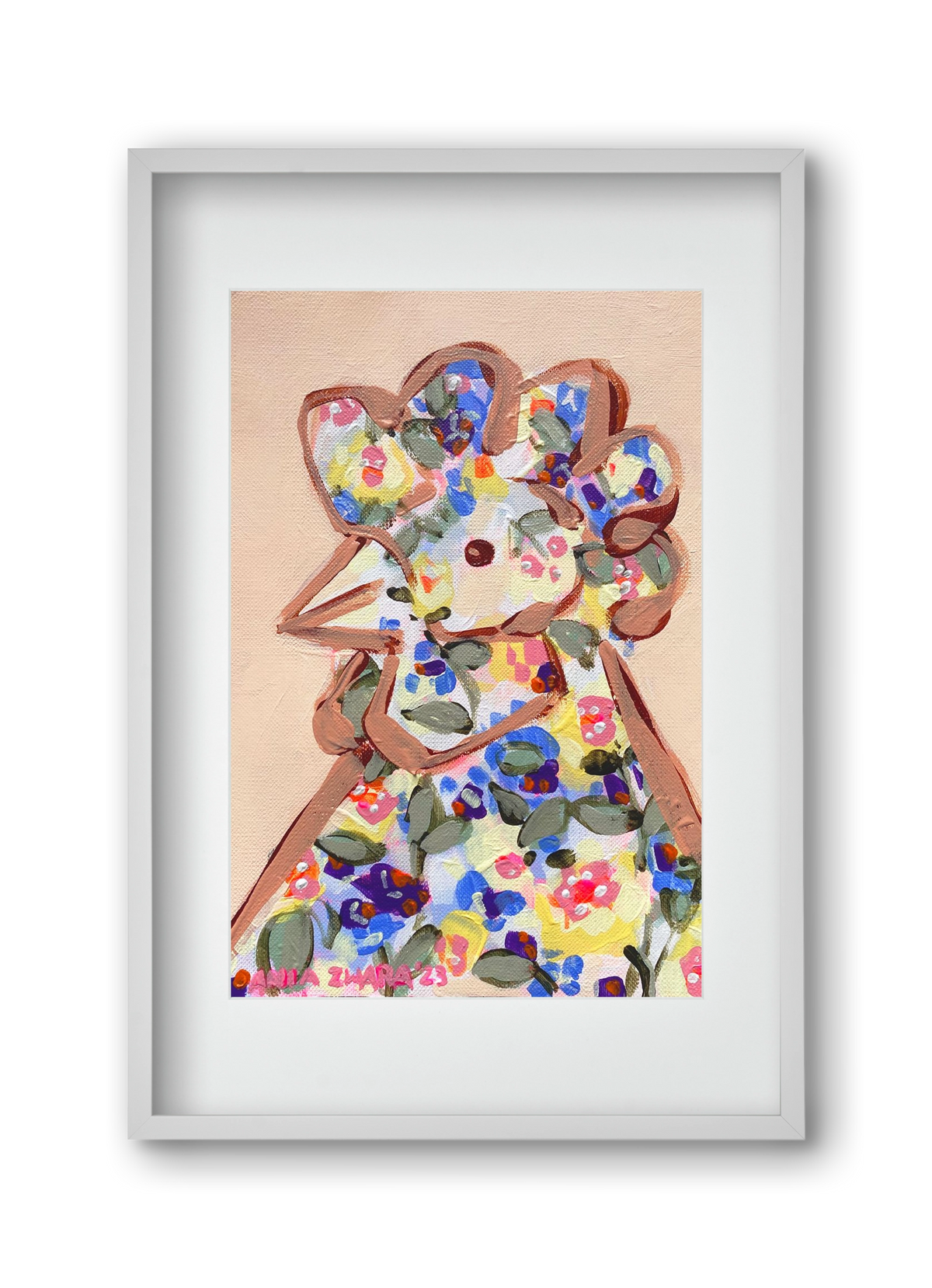 Spring mama hen, 30x45 cm (20x30 cm), Fehér keret, paszpartuval