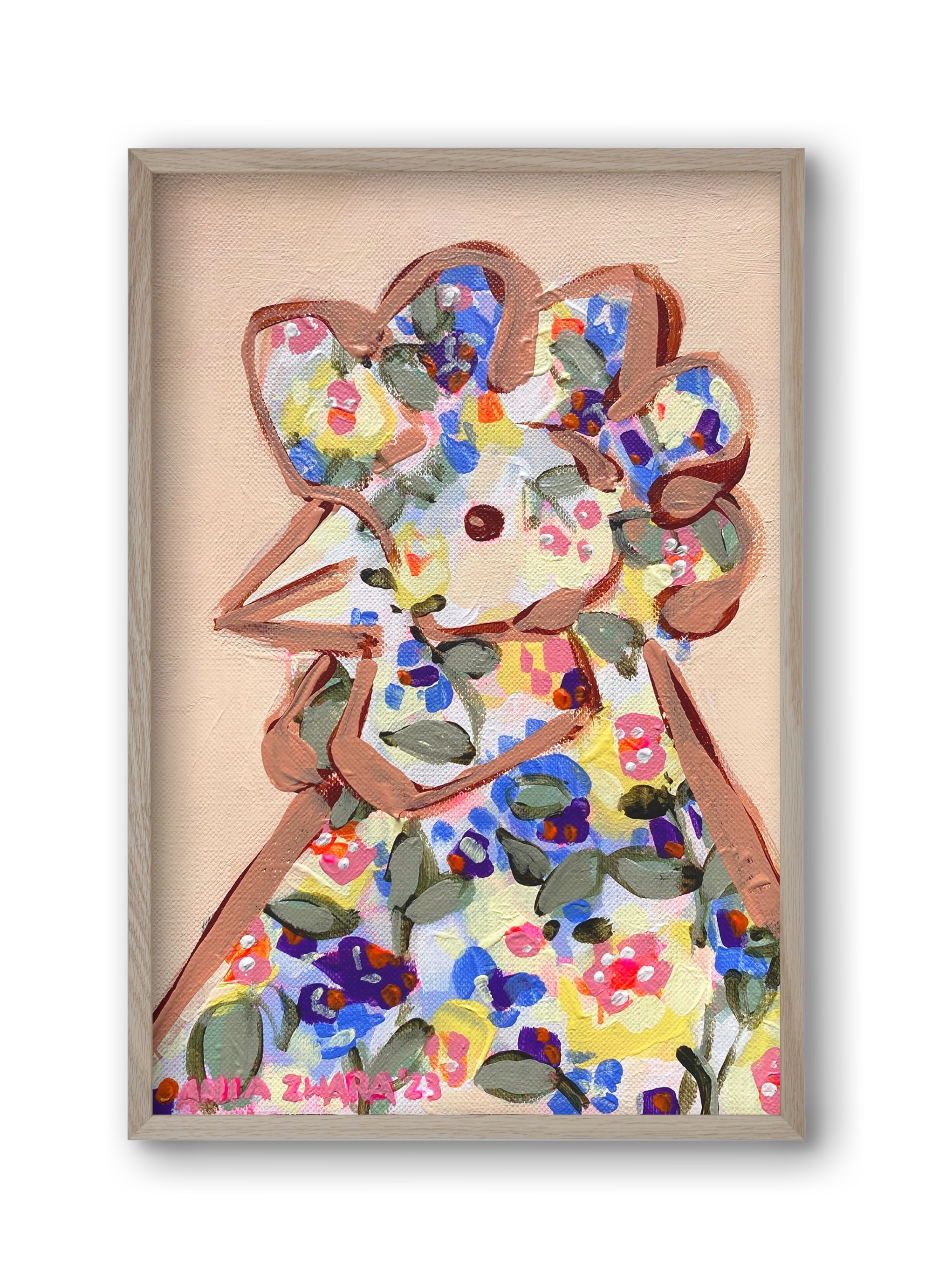 Spring mama hen, 30x45 cm (30x45 cm), Tölgy keret