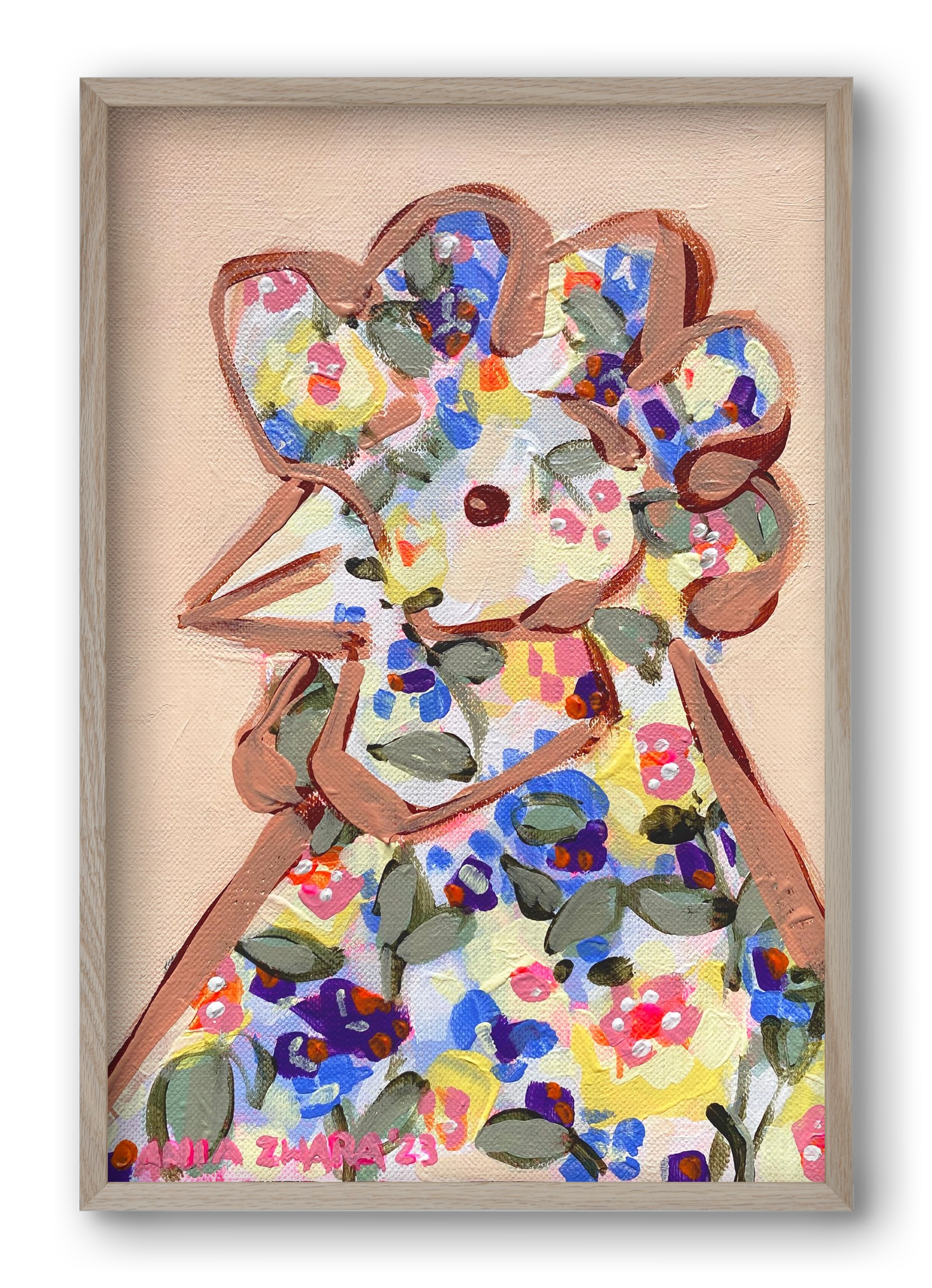 Spring mama hen, 40x60 cm (40x60 cm), Tölgy keret