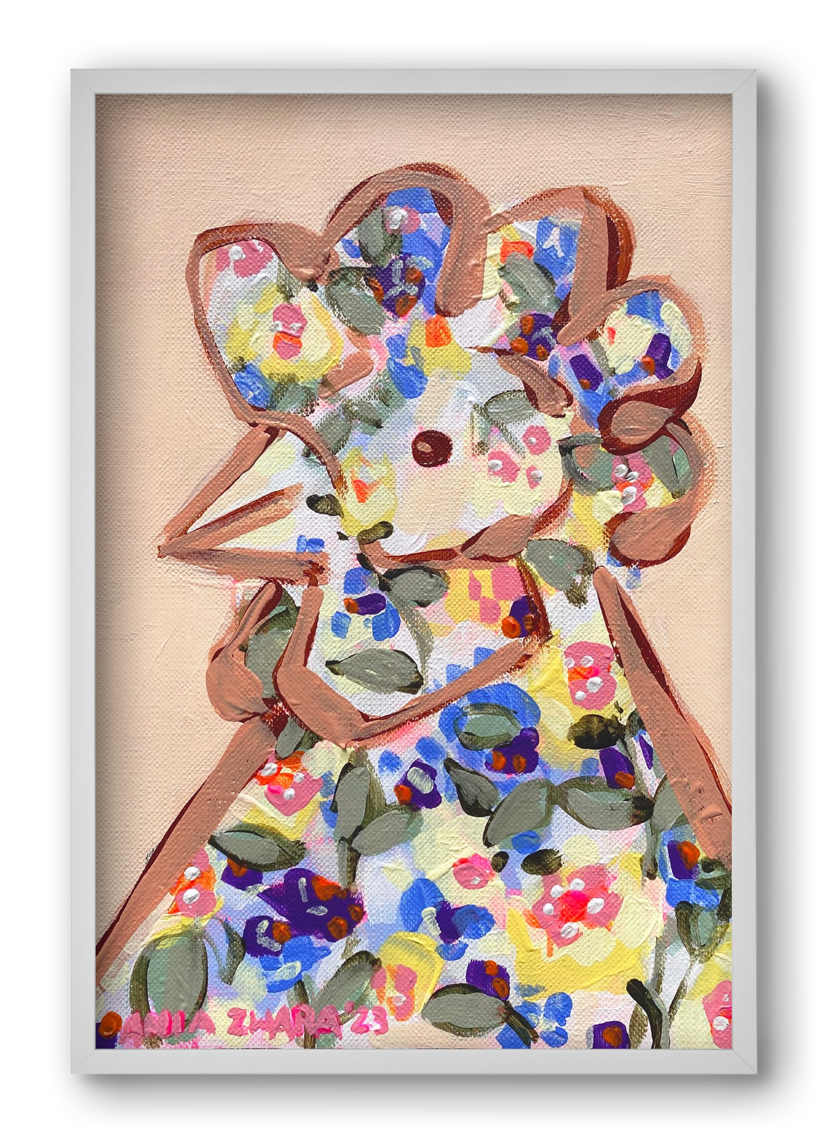 Spring mama hen, 40x60 cm (40x60 cm), Fehér keret