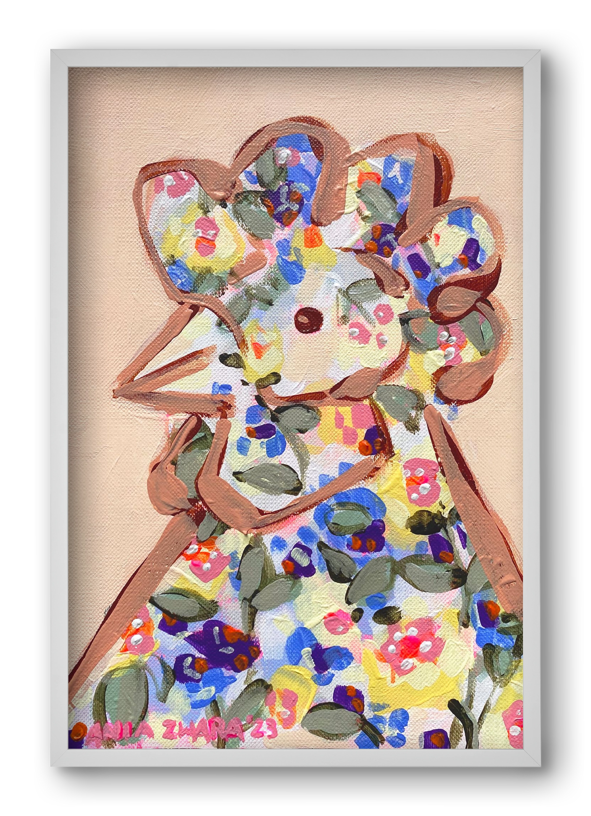 Spring mama hen, 40x60 cm (40x60 cm), Fehér keret