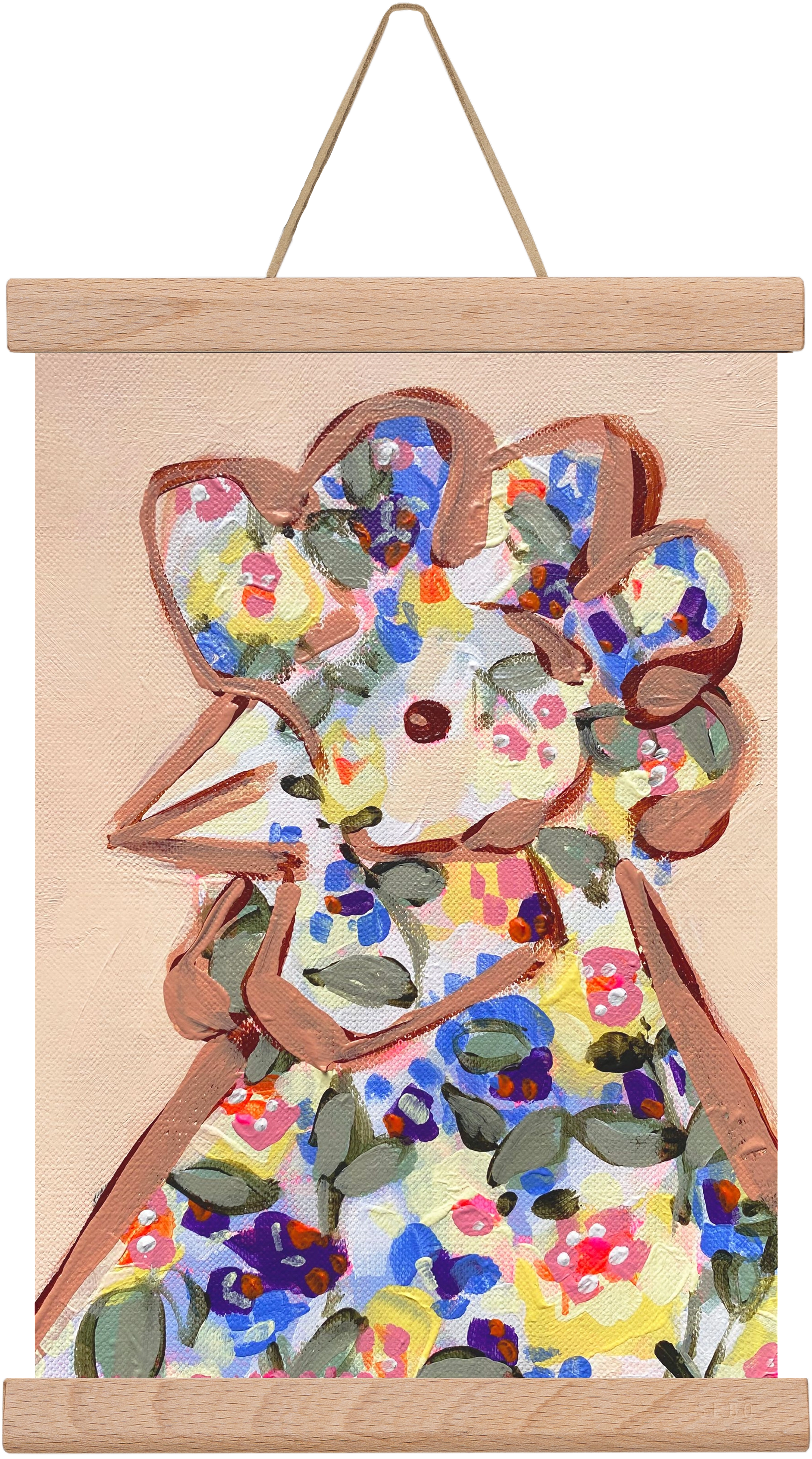 Spring mama hen, 20x30 cm (20x30 cm), Tölgy akasztó