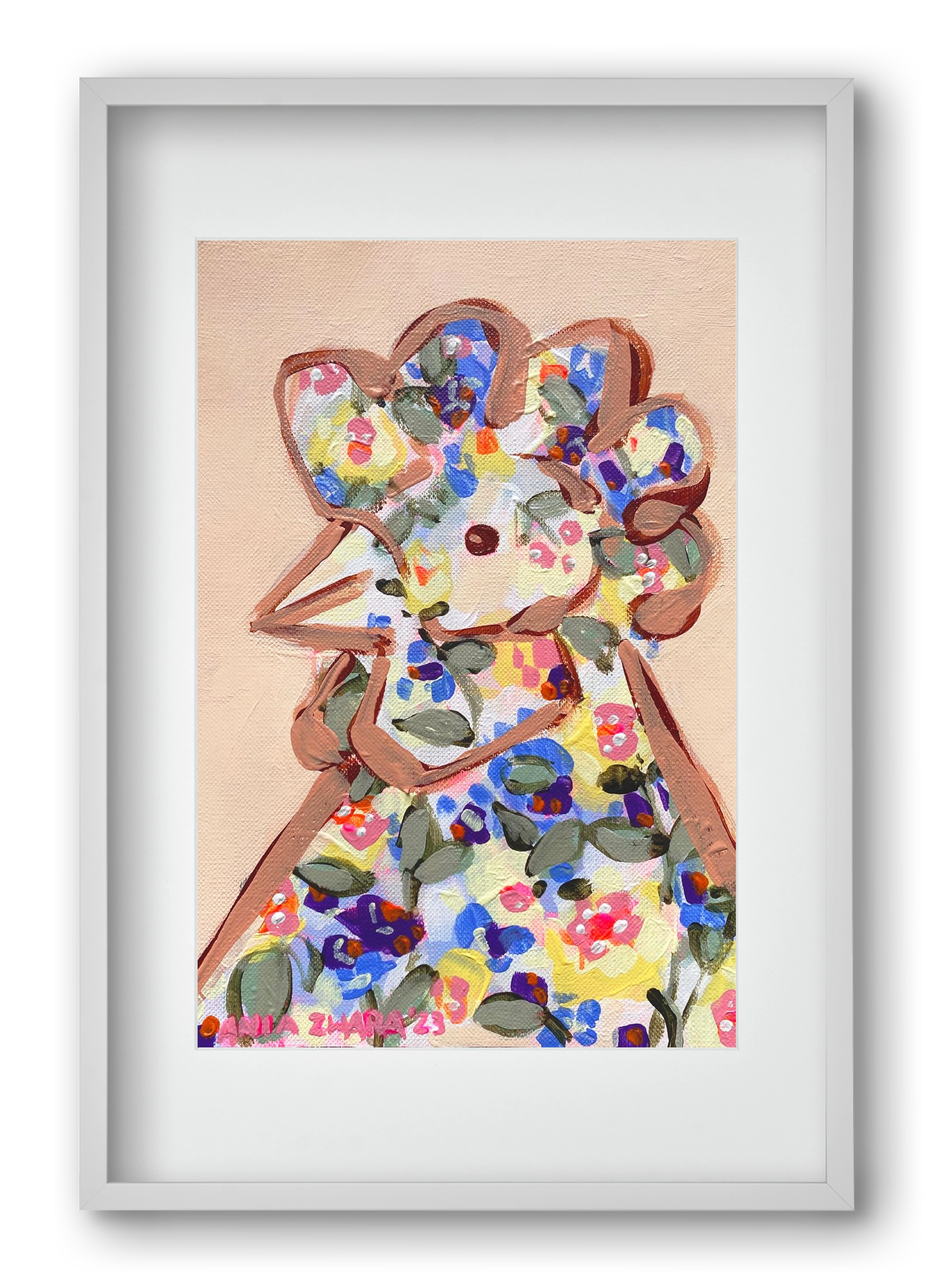 Spring mama hen, 40x60 cm (30x45 cm), Fehér keret, paszpartuval