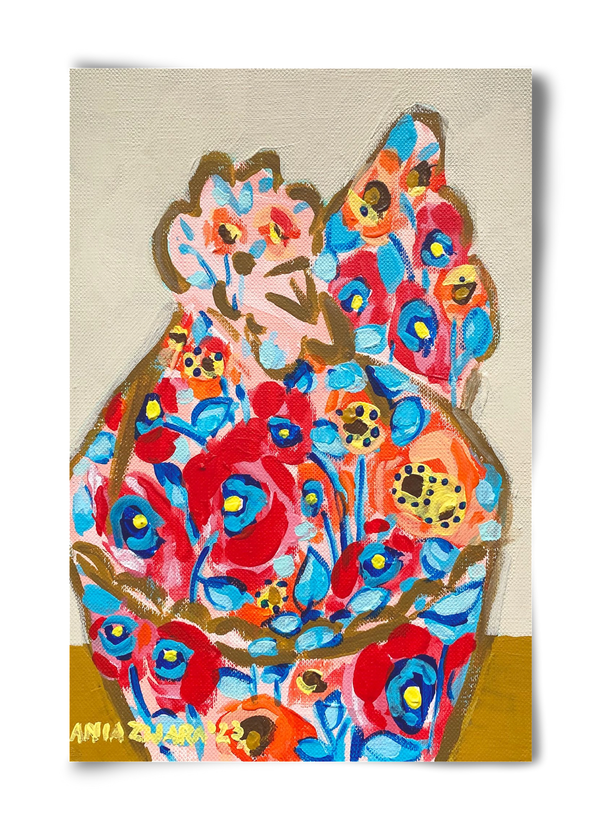 Mama Hen in poppies, 40x60 cm, Keret nélkül