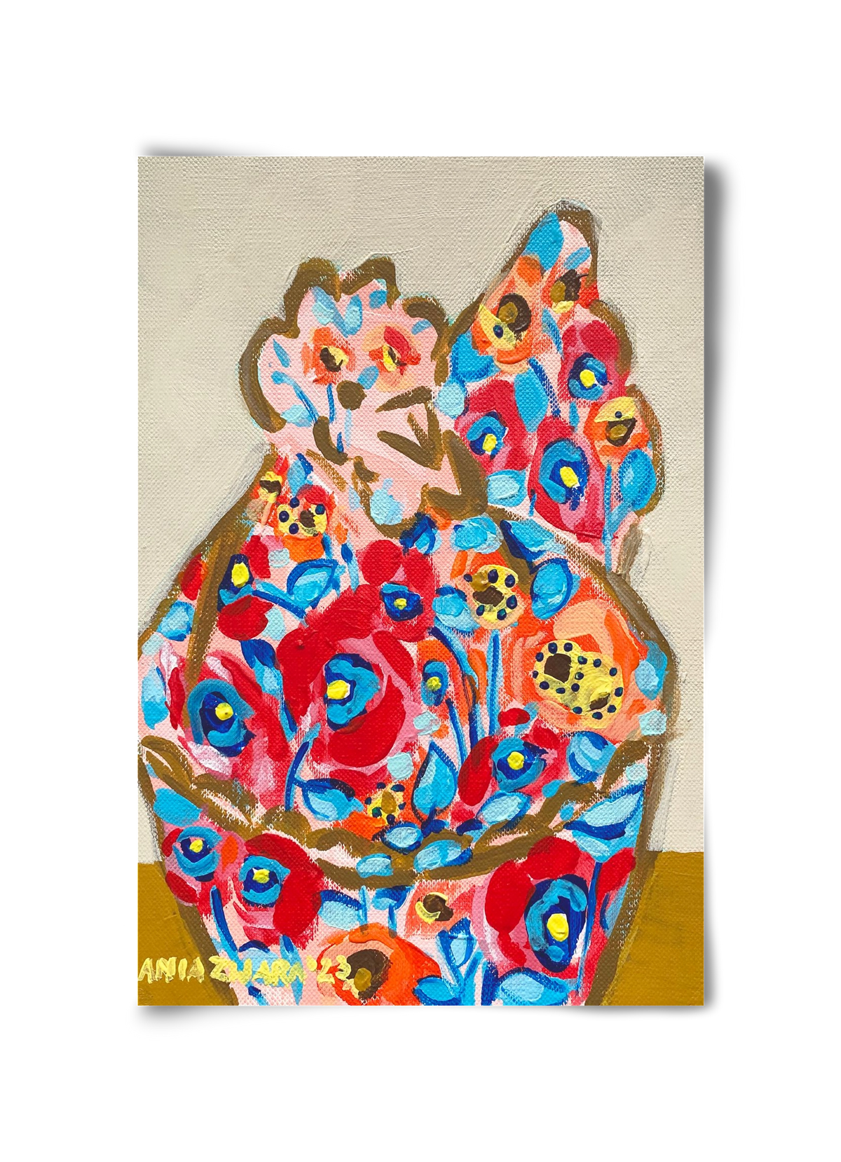 Mama Hen in poppies, 30x45 cm, Keret nélkül