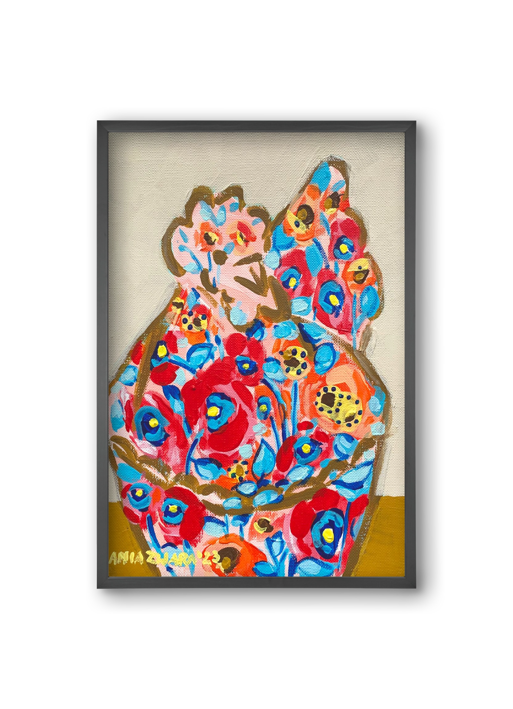 Mama Hen in poppies, 20x30 cm (20x30 cm), Fekete keret