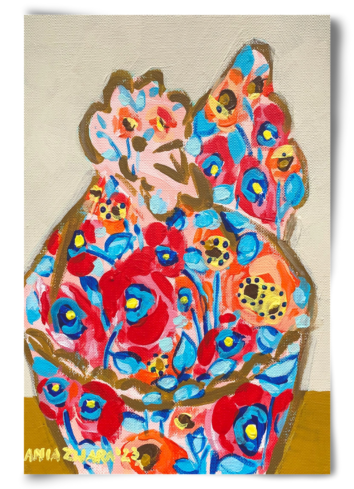 Mama Hen in poppies, 60x90 cm, Keret nélkül