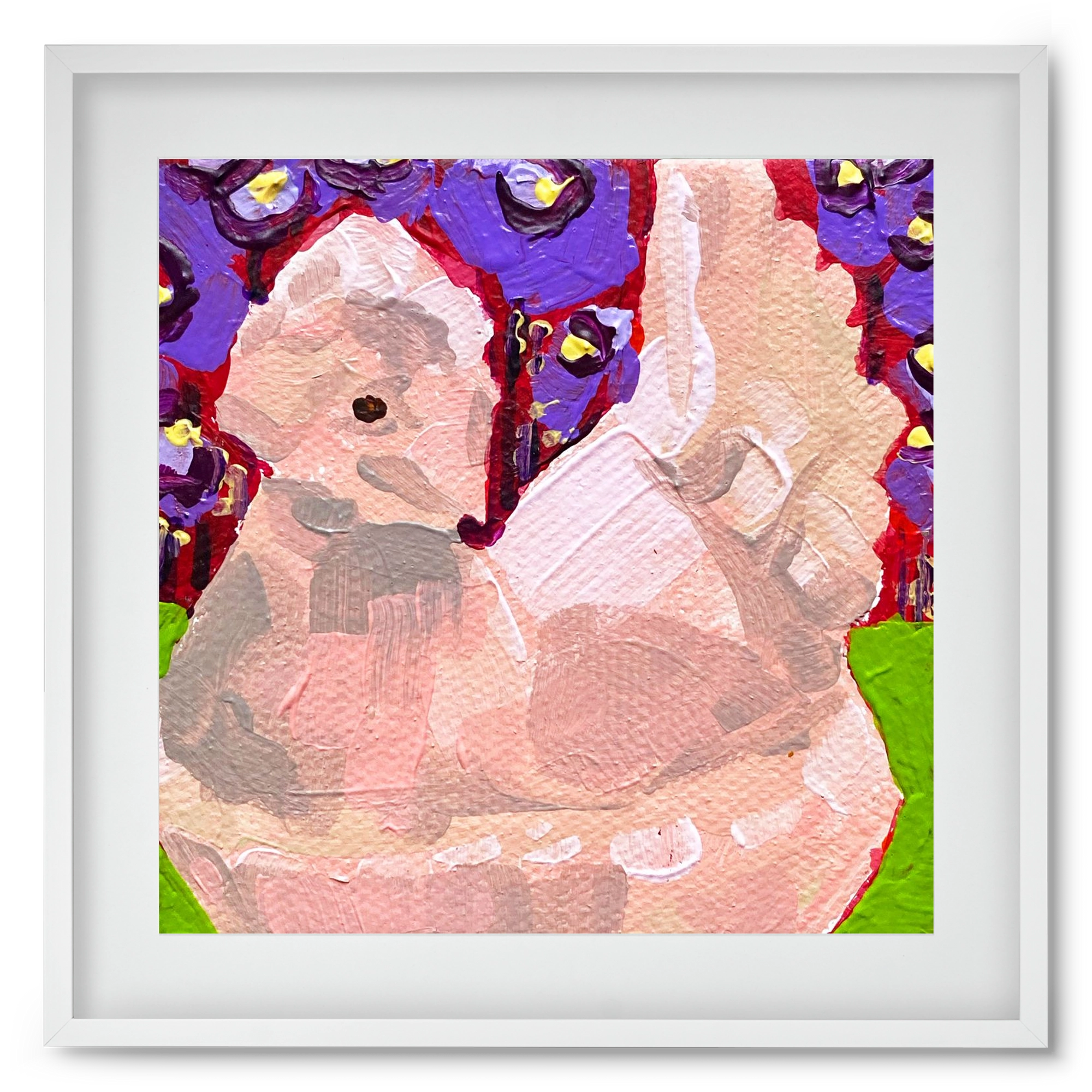 Mama Hen- picnic, 50x50 cm (40x40 cm), Fehér keret, paszpartuval