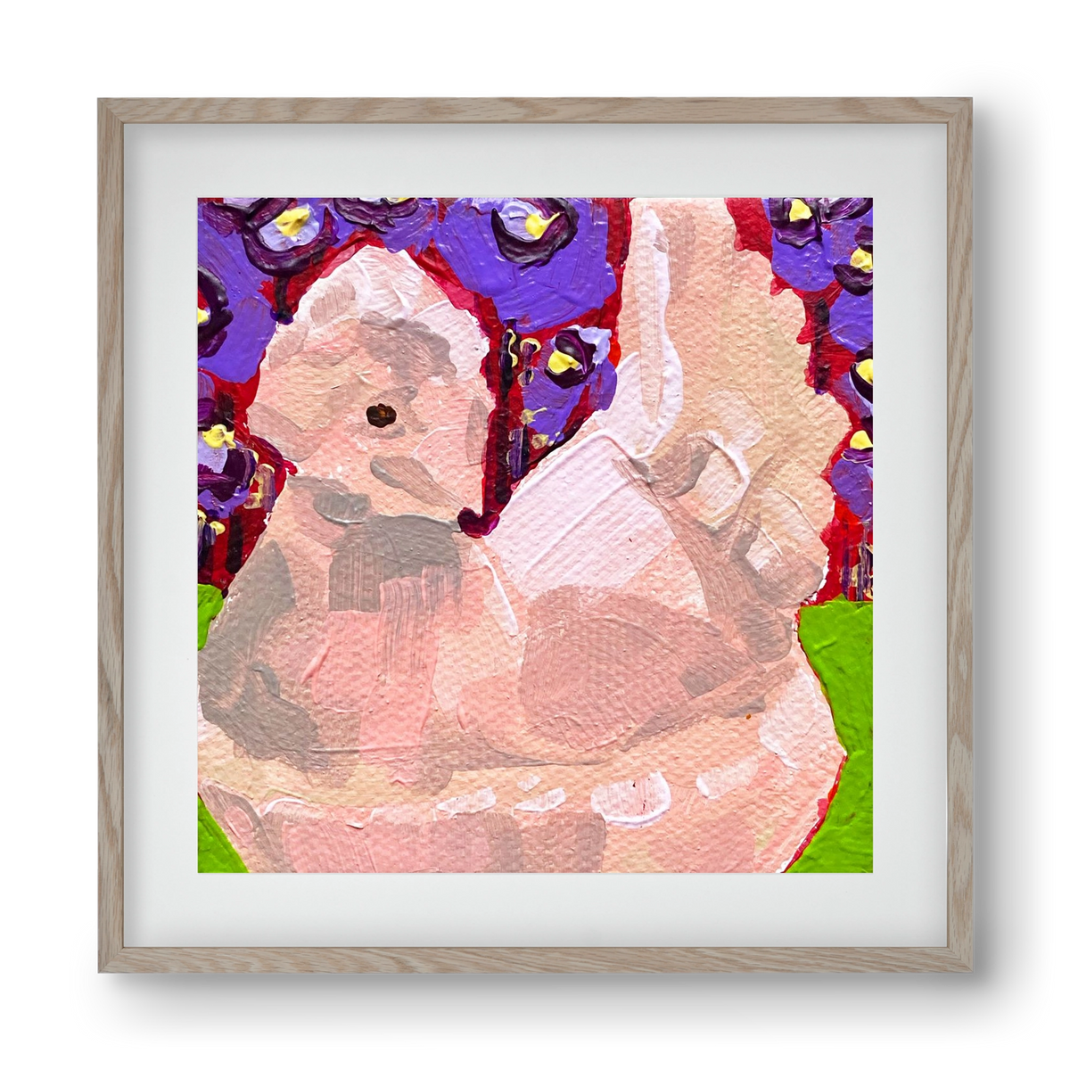 Mama Hen- picnic, 40x40 cm (30x30 cm), Tölgy keret, paszpartuval