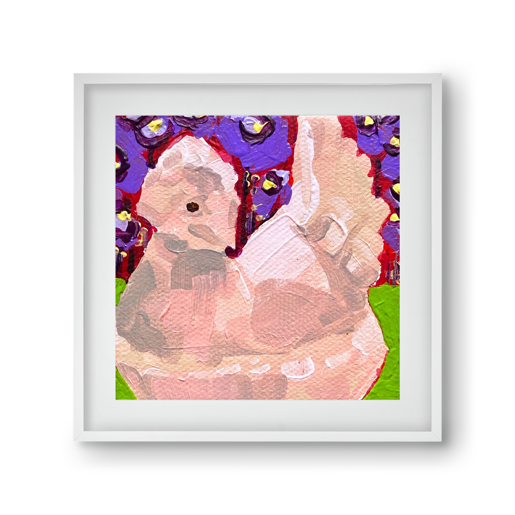 Mama Hen- picnic, 30x30 cm (20x20 cm), Fehér keret, paszpartuval