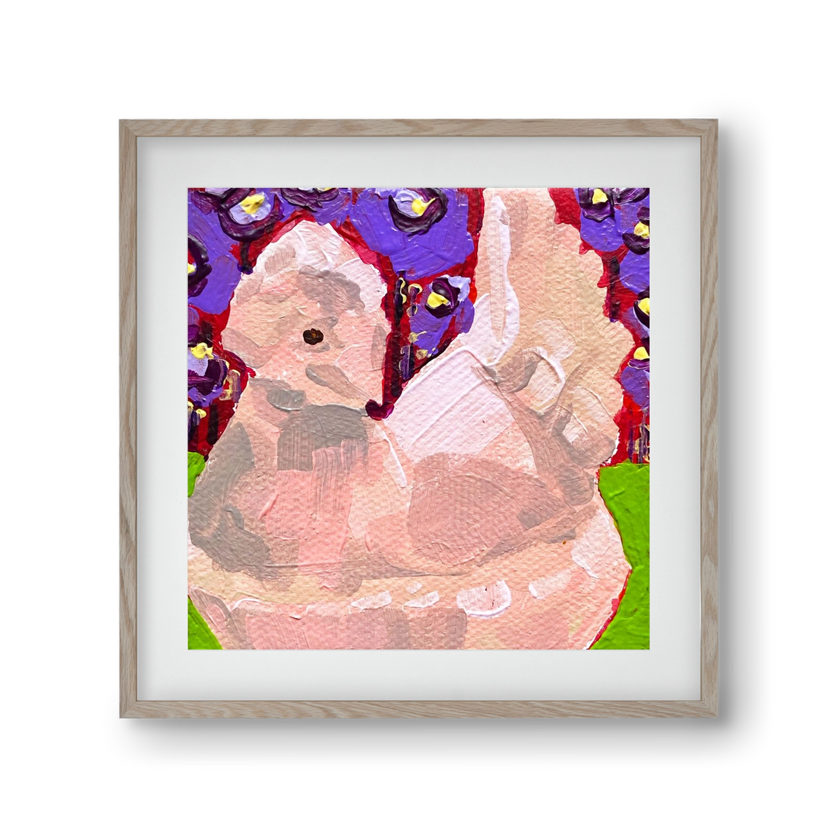 Mama Hen- picnic, 30x30 cm (20x20 cm), Tölgy keret, paszpartuval