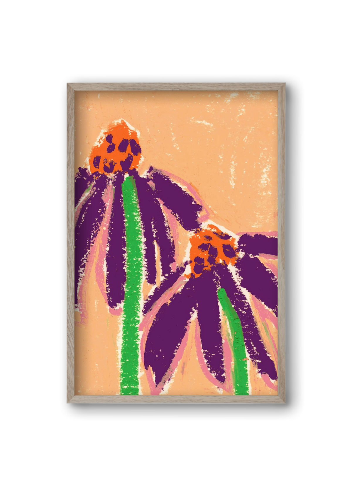 Echinacea, 20x30 cm (20x30 cm), Tölgy keret