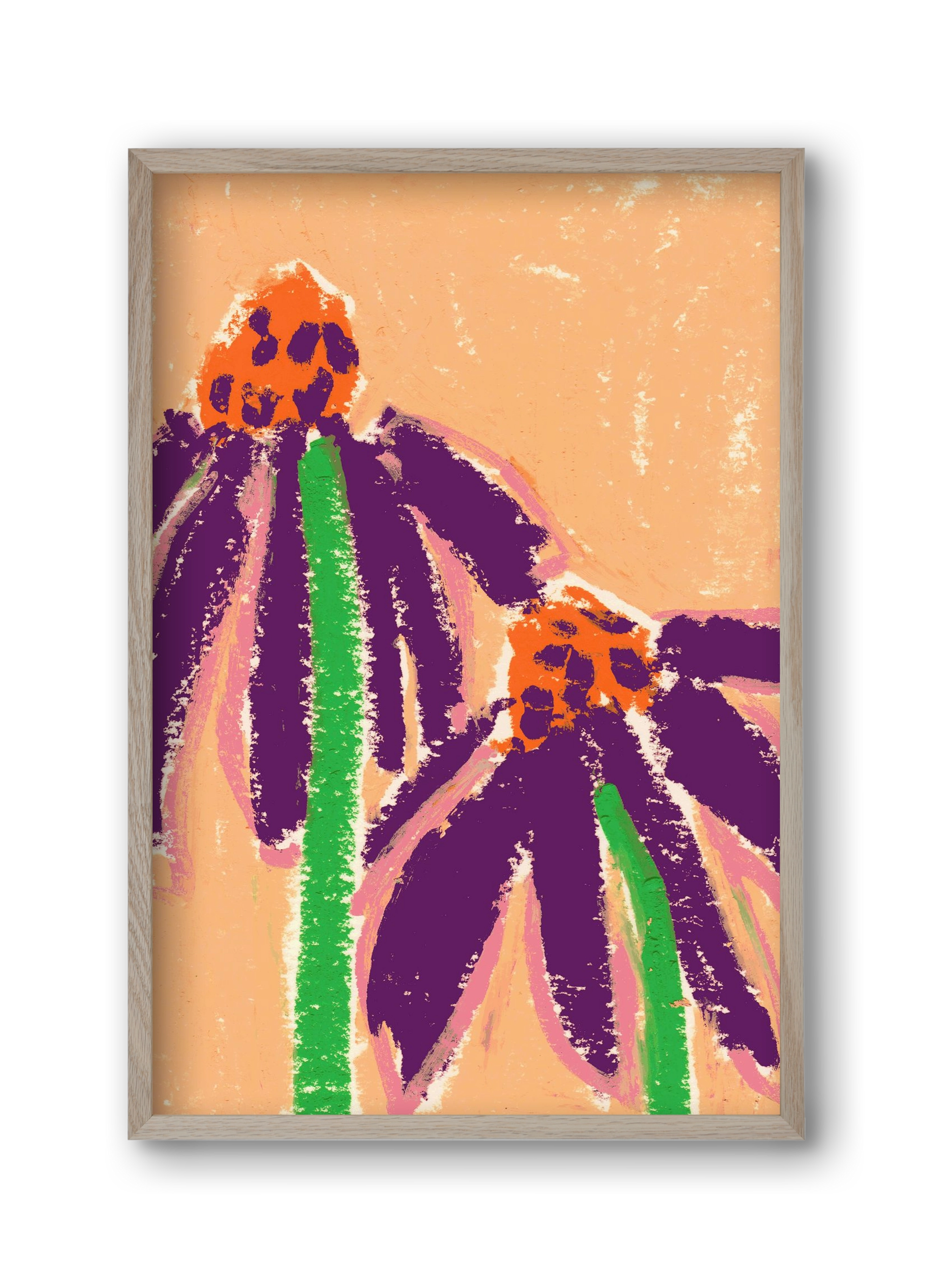 Echinacea, 30x45 cm (30x45 cm), Tölgy keret