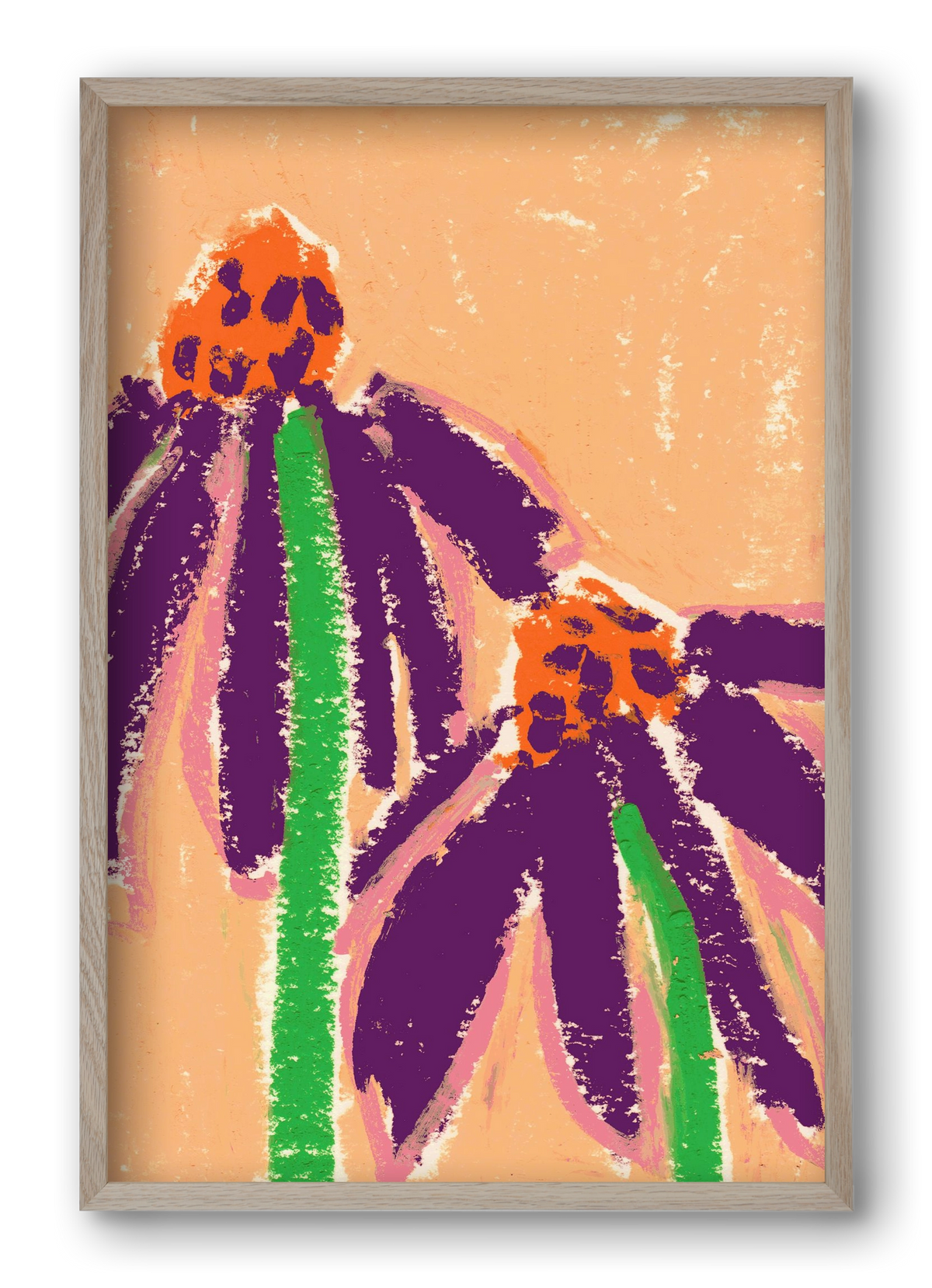 Echinacea, 40x60 cm (40x60 cm), Tölgy keret