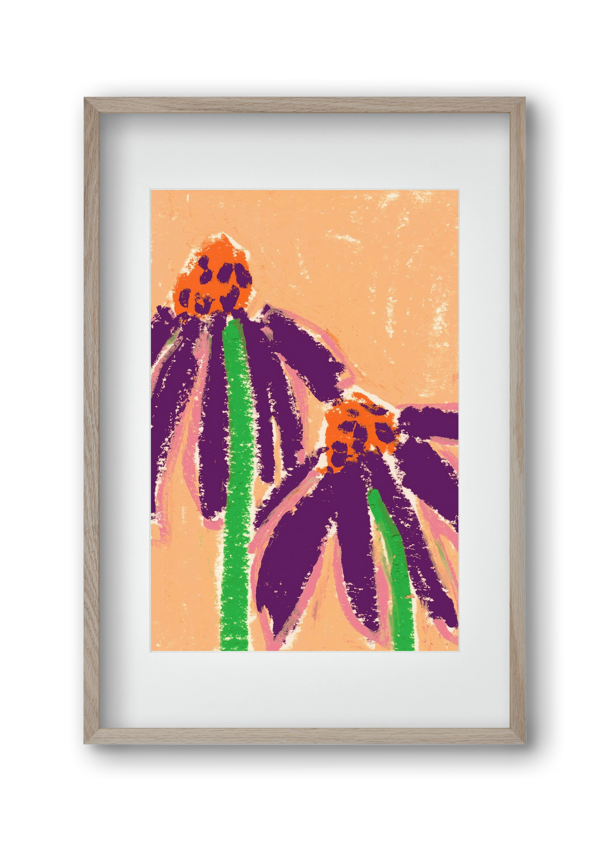 Echinacea, 30x45 cm (20x30 cm), Tölgy keret, paszpartuval