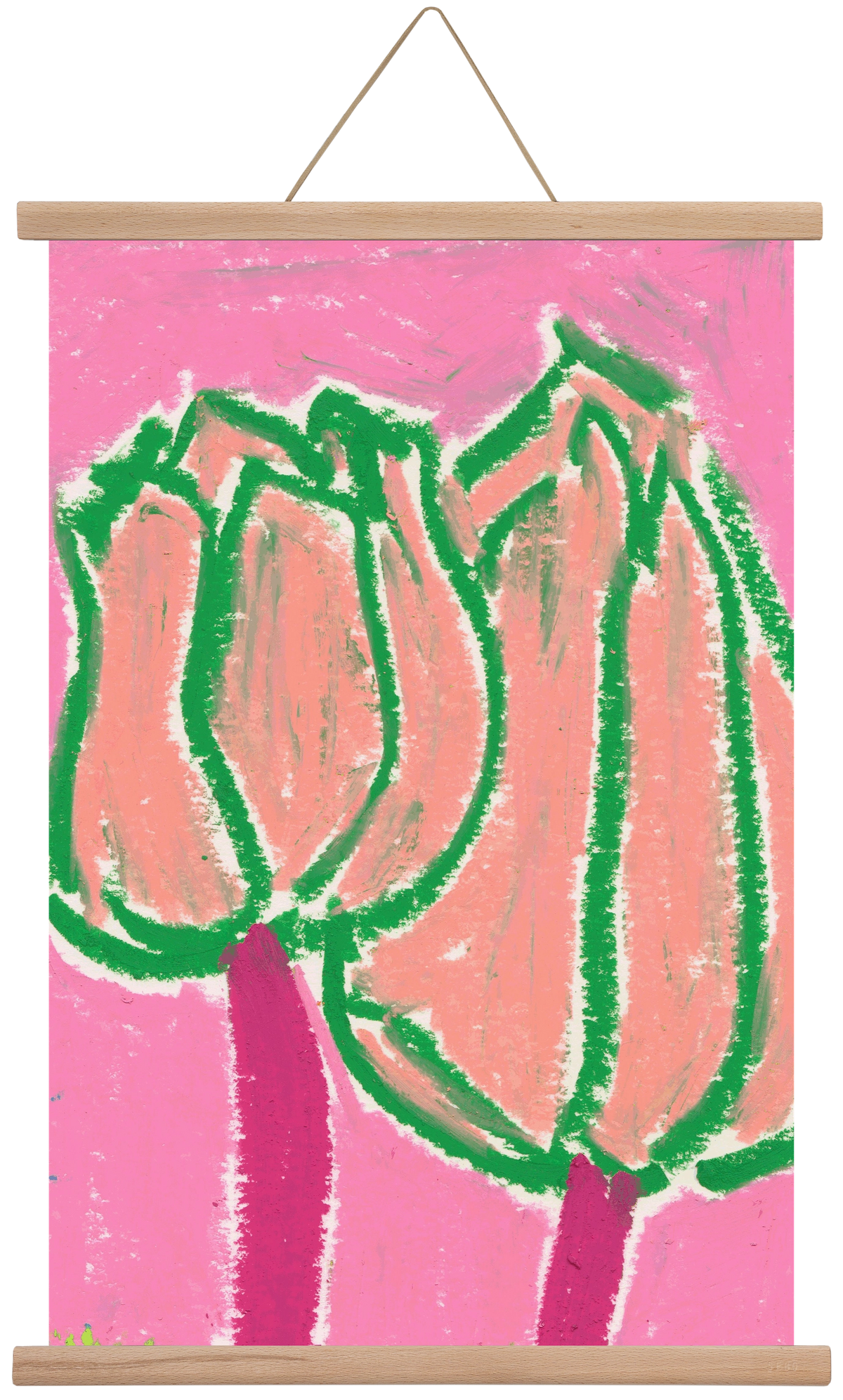 Pink tulips, 40x60 cm (40x60 cm), Tölgy akasztó