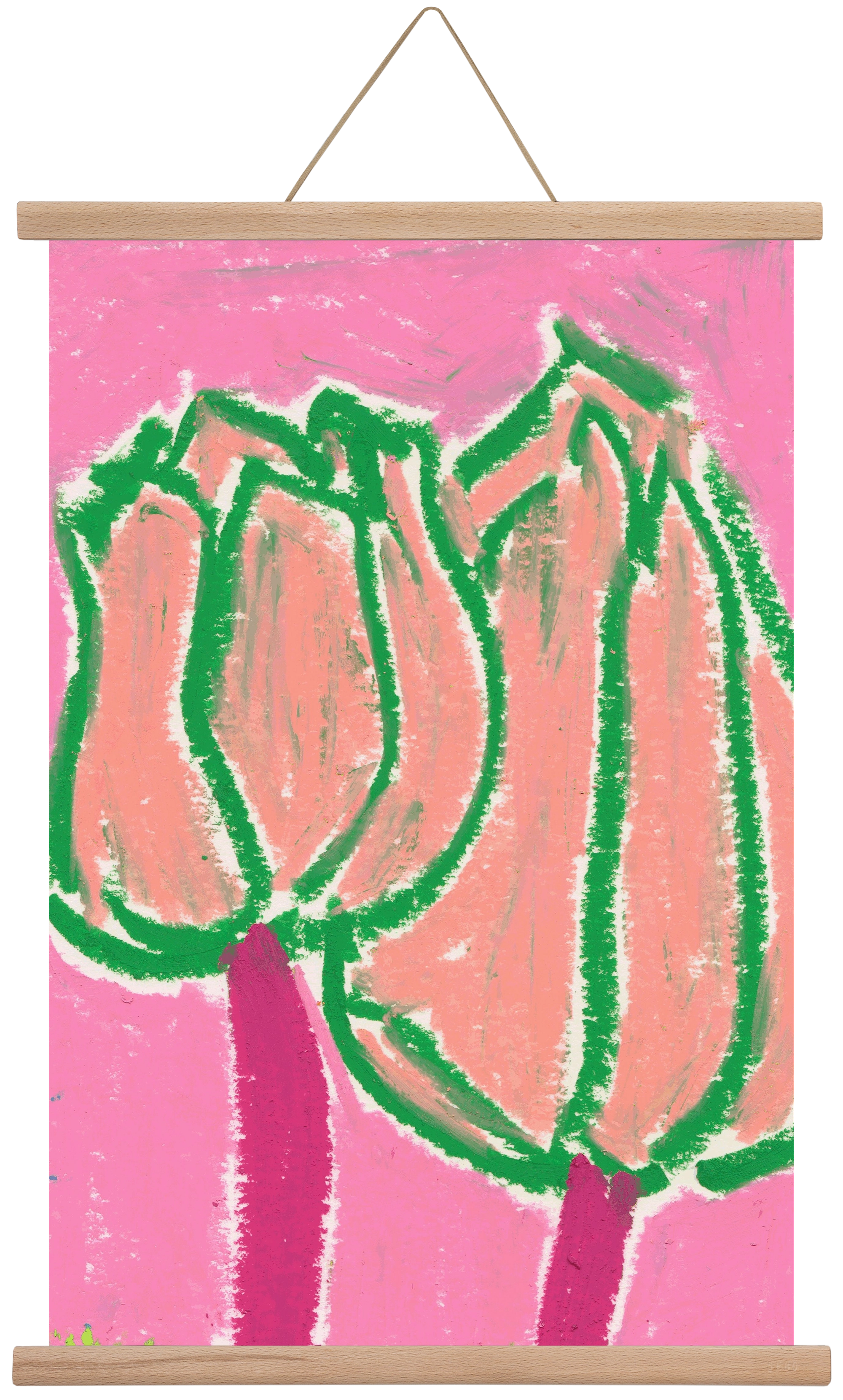 Pink tulips, 40x60 cm (40x60 cm), Tölgy akasztó