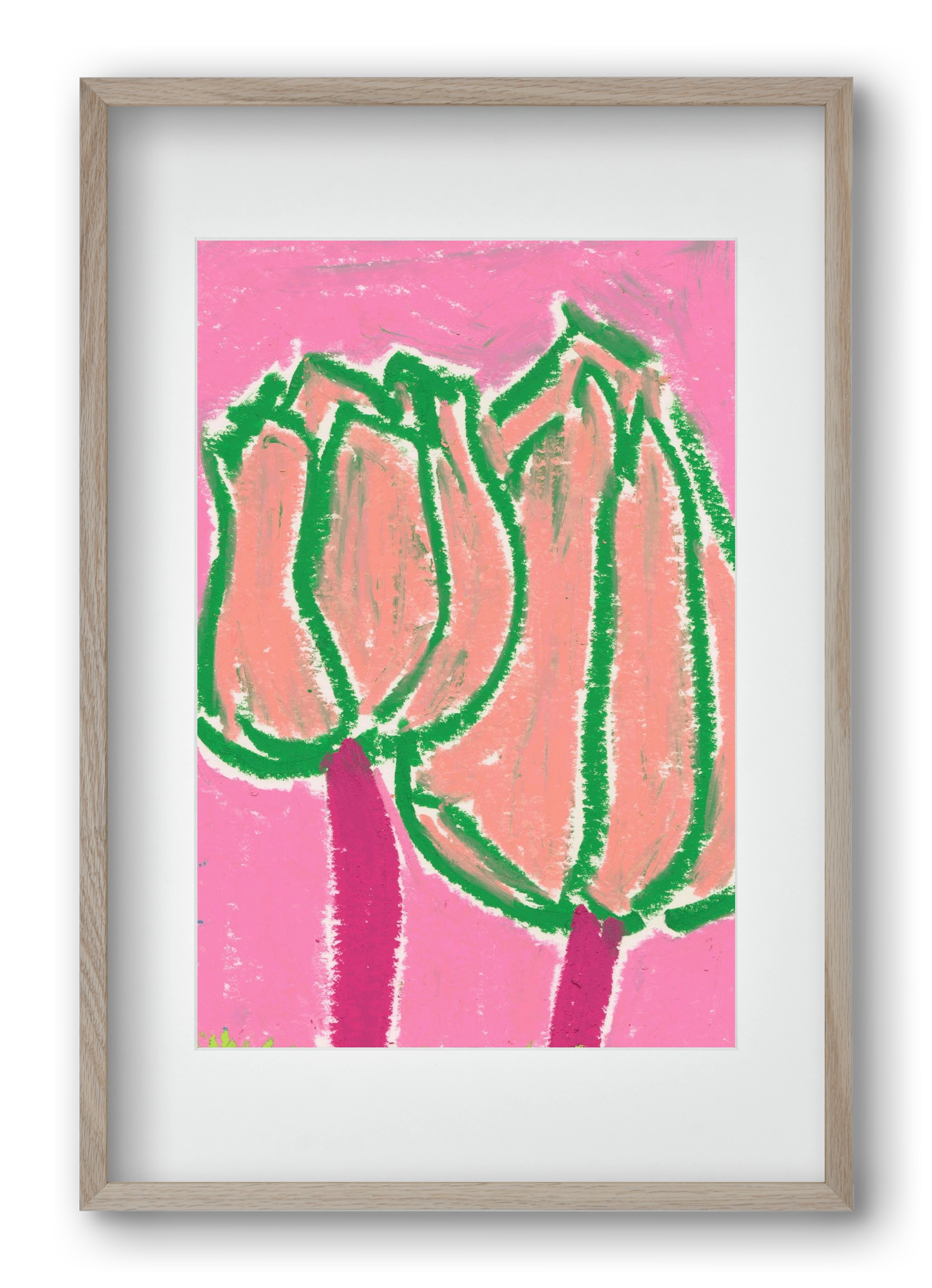 Pink tulips, 40x60 cm (30x45 cm), Tölgy keret, paszpartuval