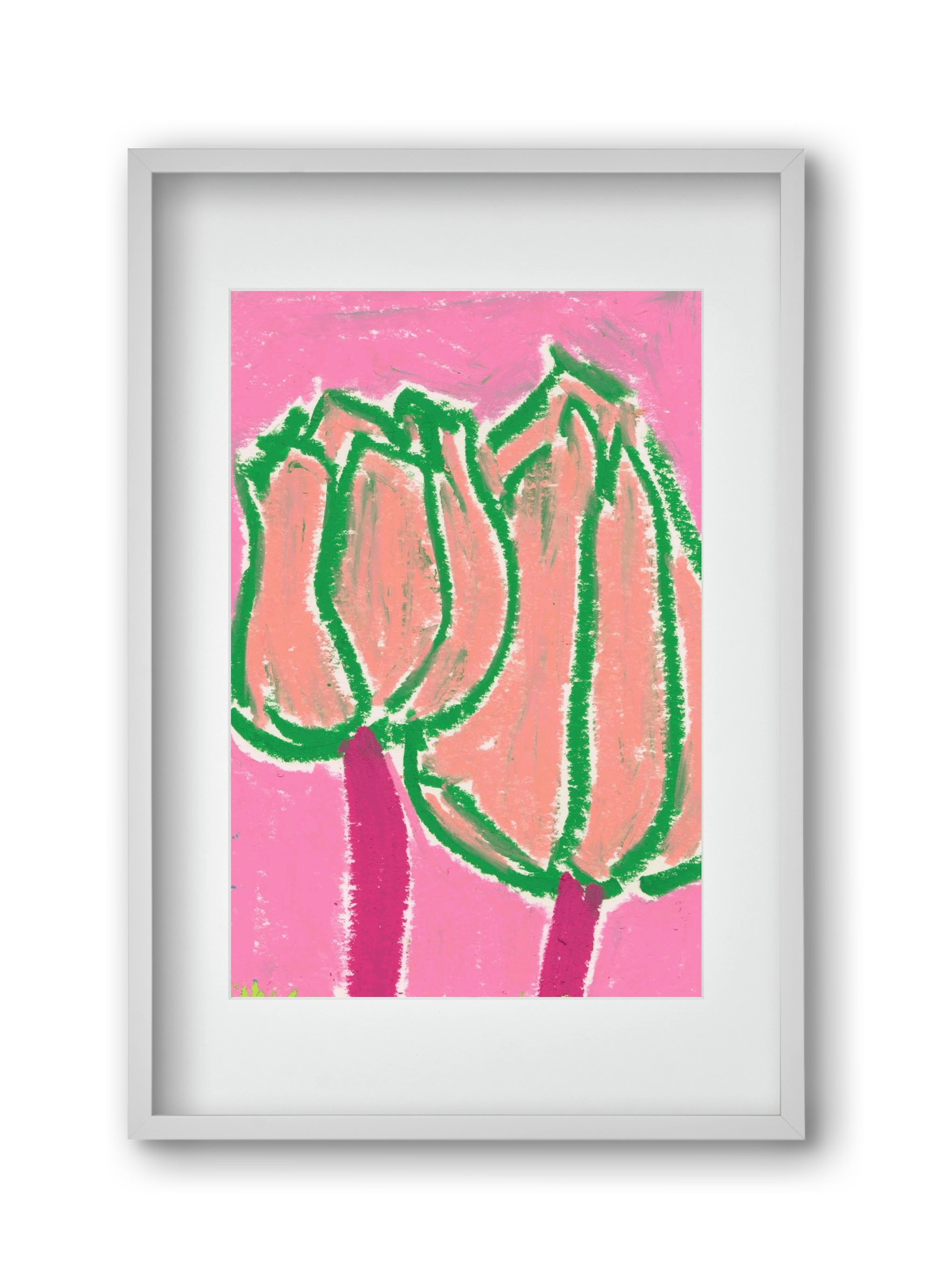 Pink tulips, 30x45 cm (20x30 cm), Fehér keret, paszpartuval