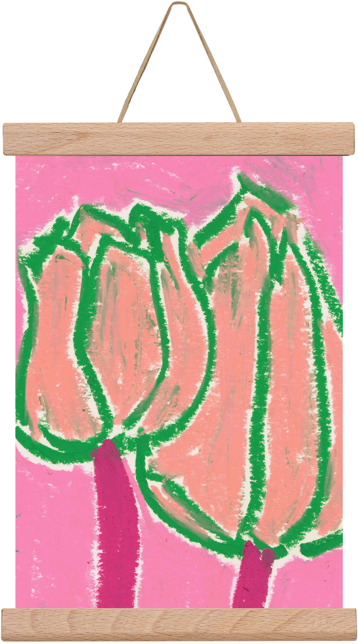 Pink tulips, 20x30 cm (20x30 cm), Tölgy akasztó