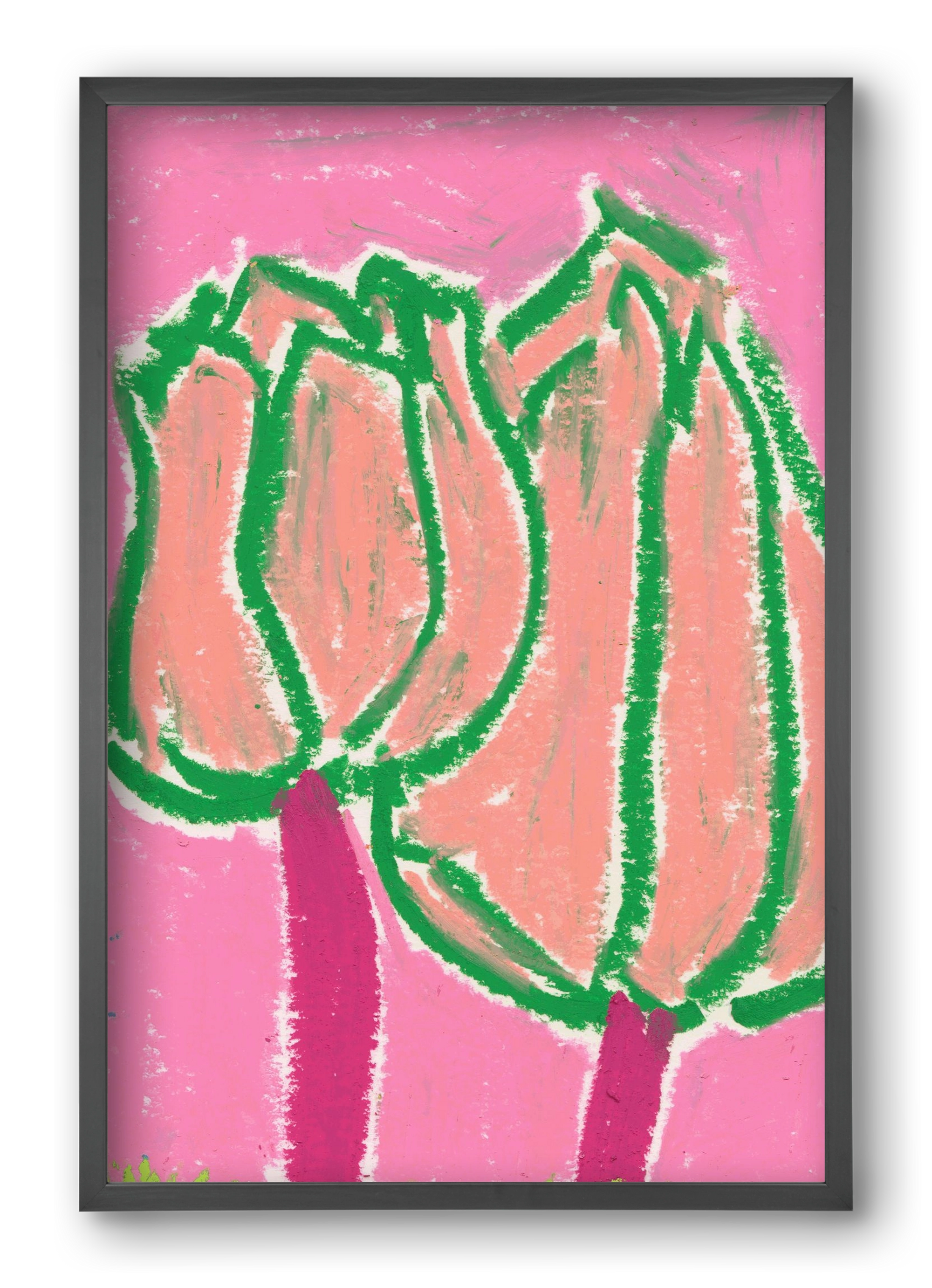 Pink tulips, 40x60 cm (40x60 cm), Fekete keret