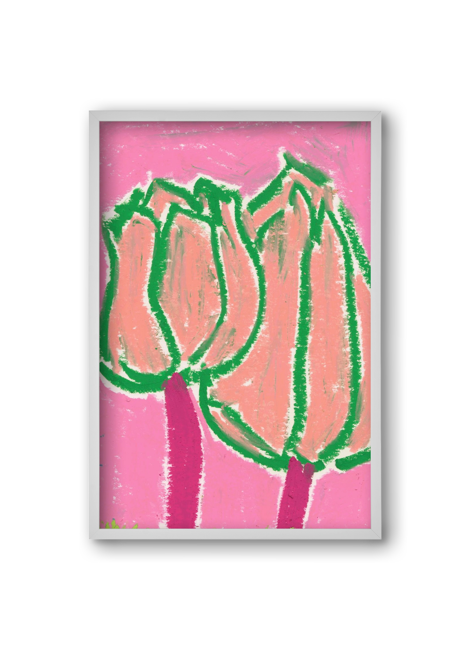 Pink tulips, 20x30 cm (20x30 cm), Fehér keret