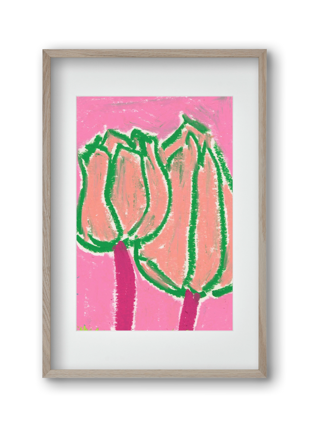 Pink tulips, 30x45 cm (20x30 cm), Tölgy keret, paszpartuval
