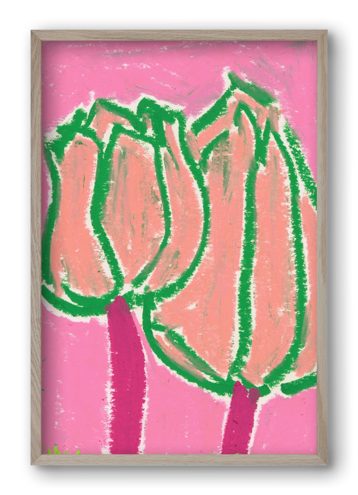 Pink tulips, 40x60 cm (40x60 cm), Tölgy keret