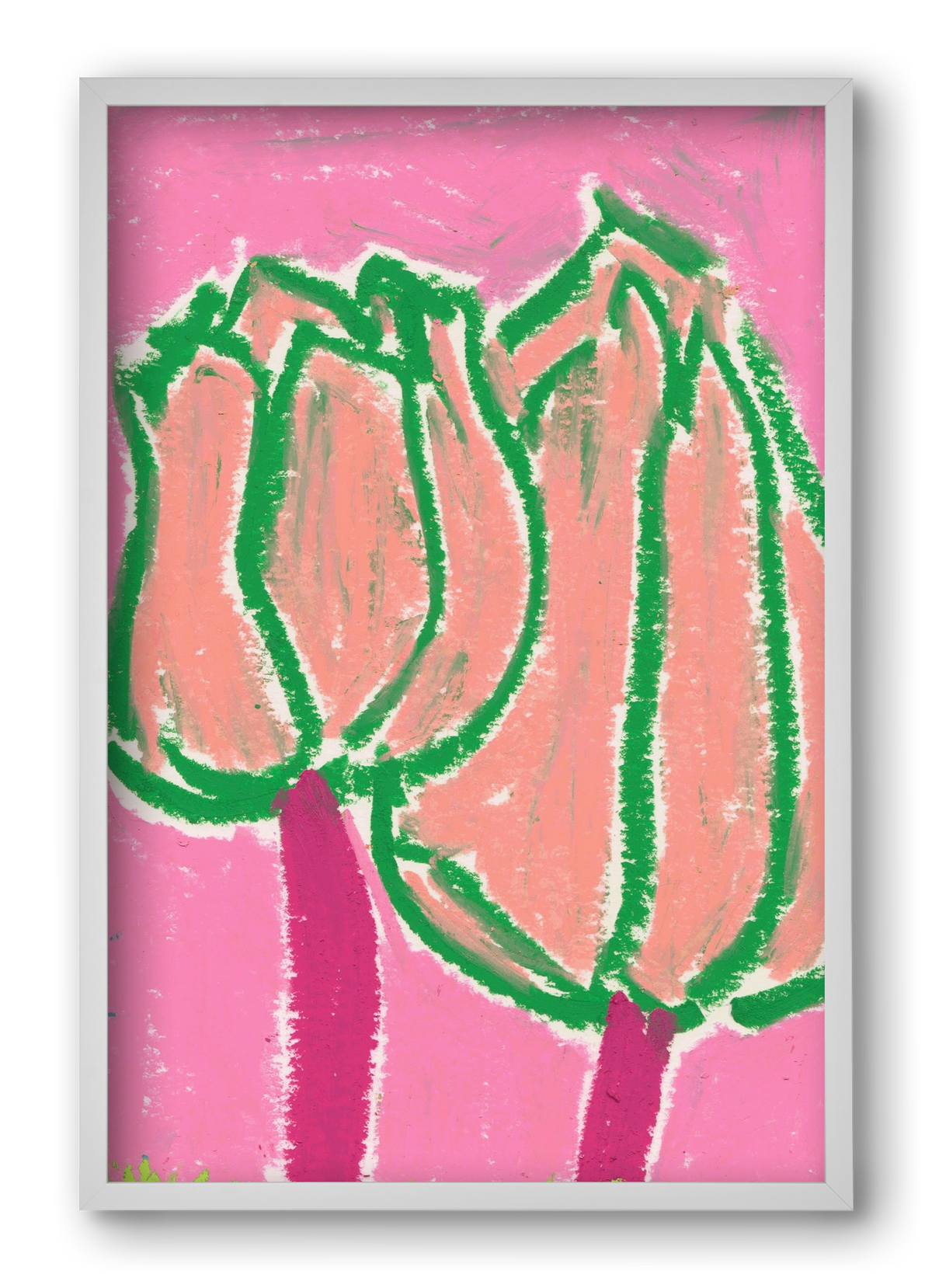 Pink tulips, 40x60 cm (40x60 cm), Fehér keret