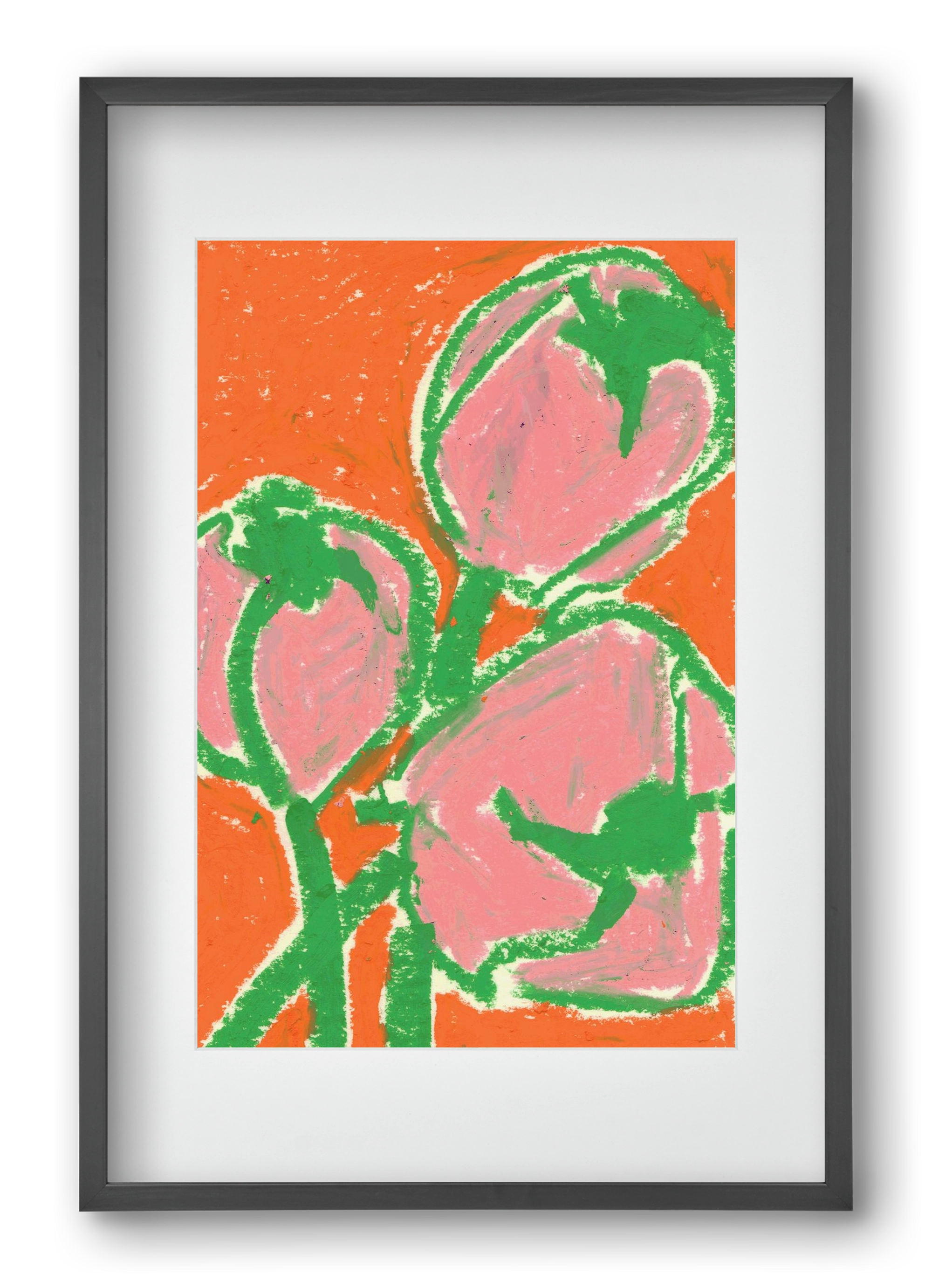 Little tulips, 40x60 cm (30x45 cm), Fekete keret, paszpartuval