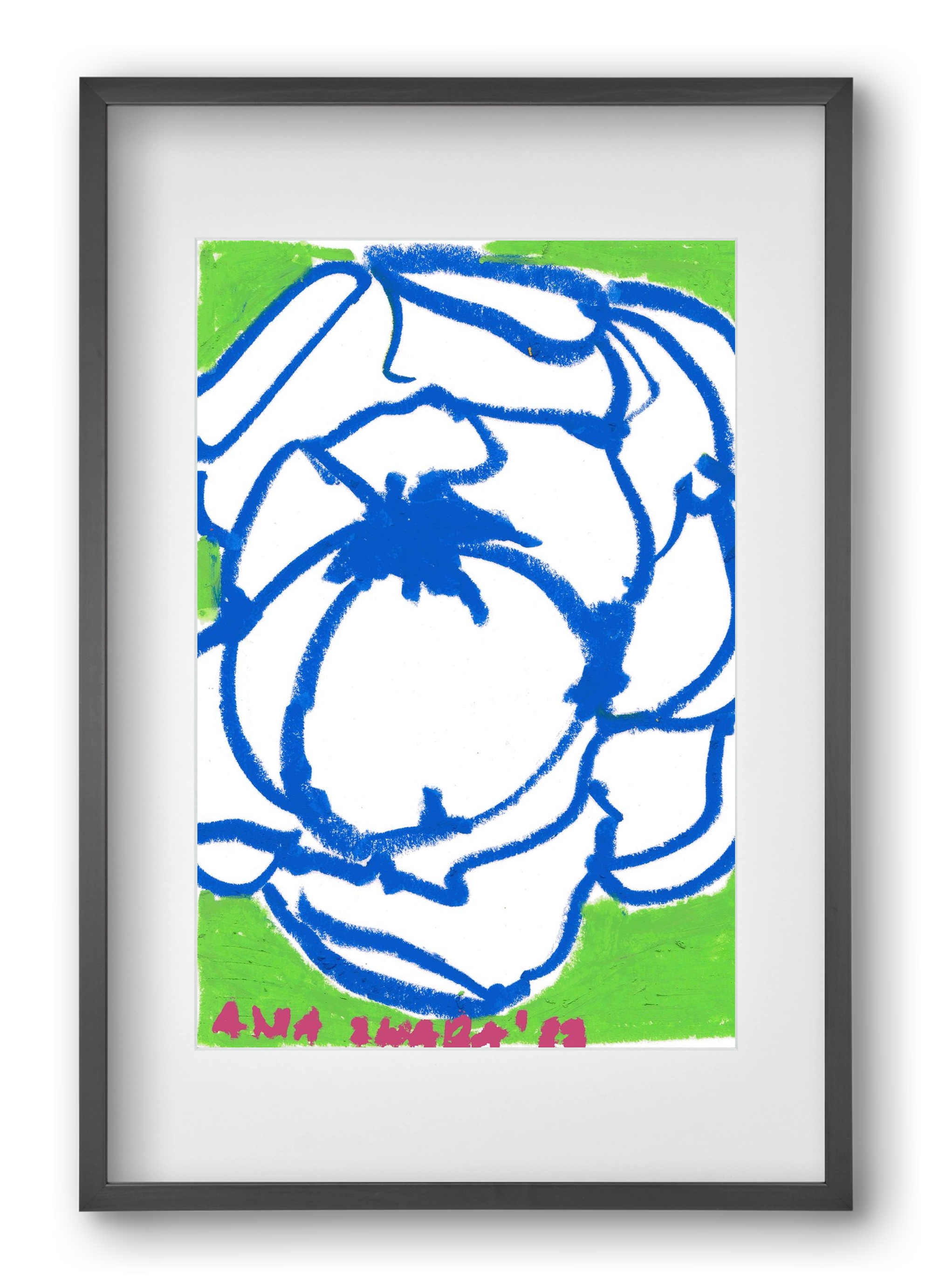 Blue peony, 40x60 cm (30x45 cm), Fekete keret, paszpartuval