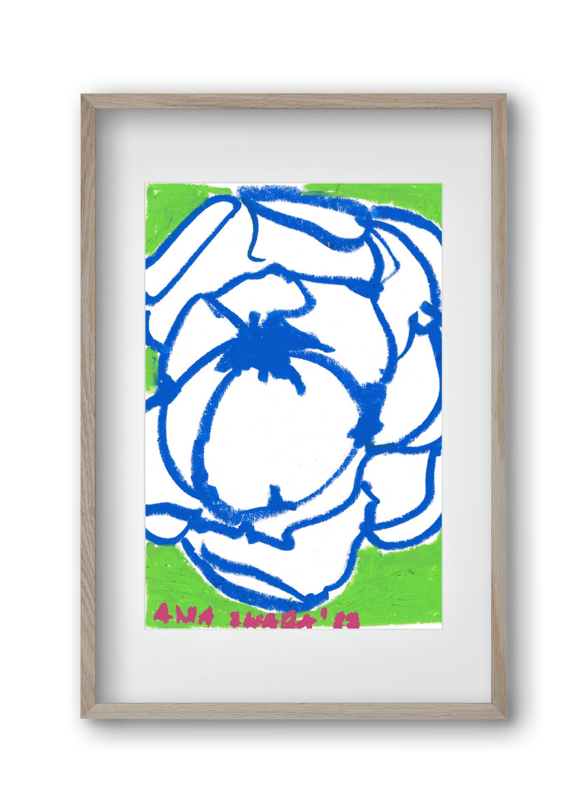 Blue peony, 30x45 cm (20x30 cm), Tölgy keret, paszpartuval