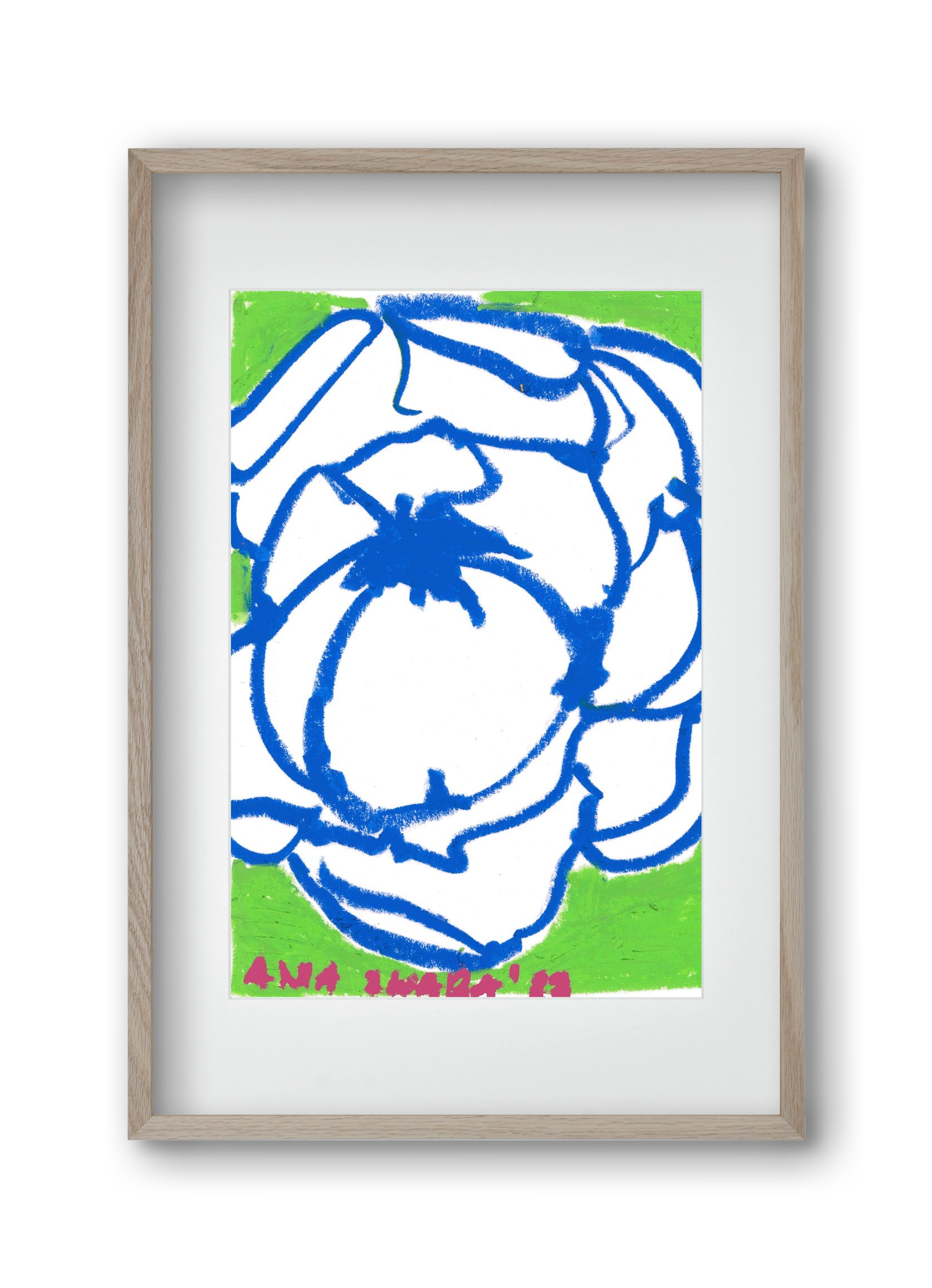 Blue peony, 30x45 cm (20x30 cm), Tölgy keret, paszpartuval