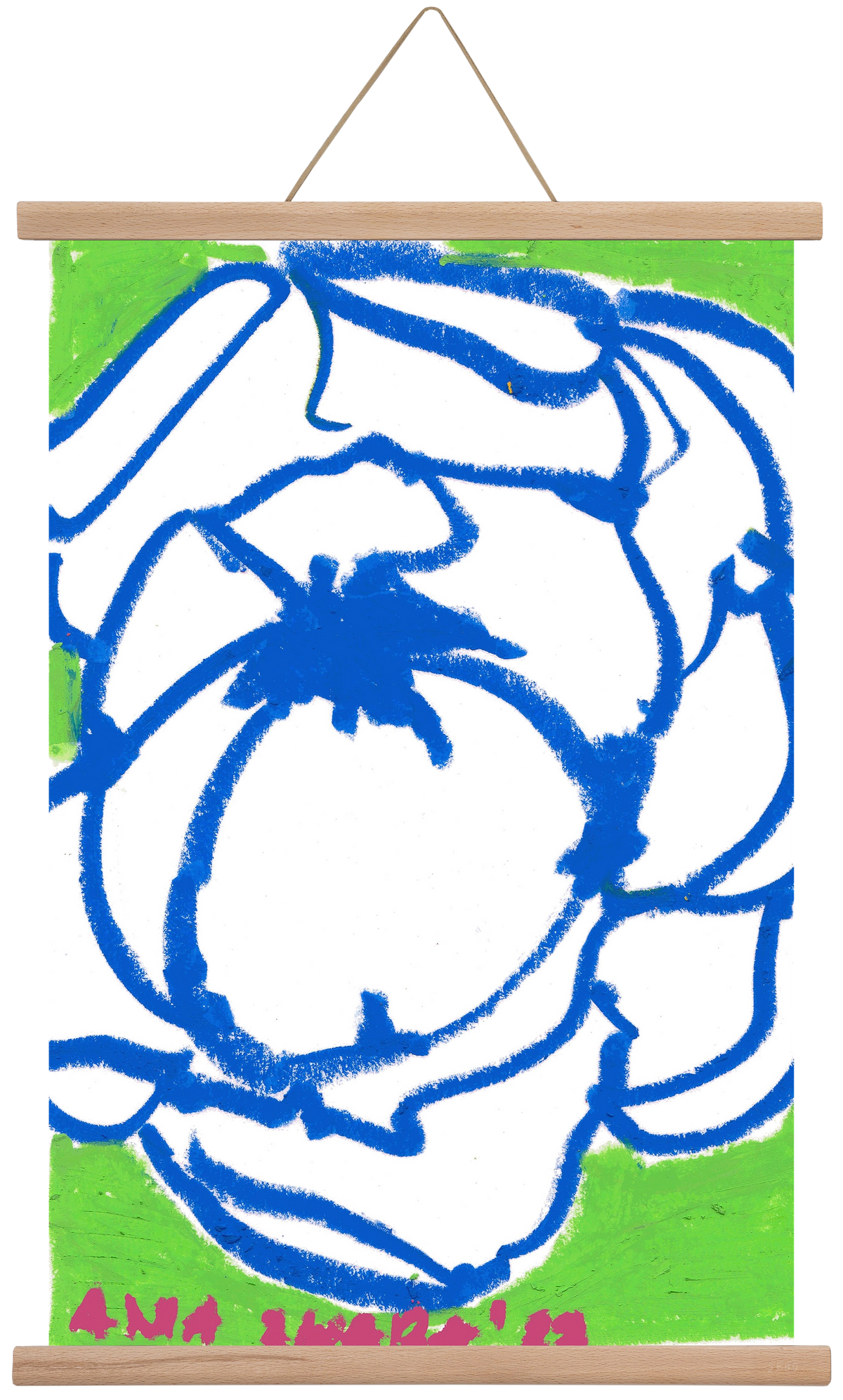 Blue peony, 40x60 cm (40x60 cm), Tölgy akasztó