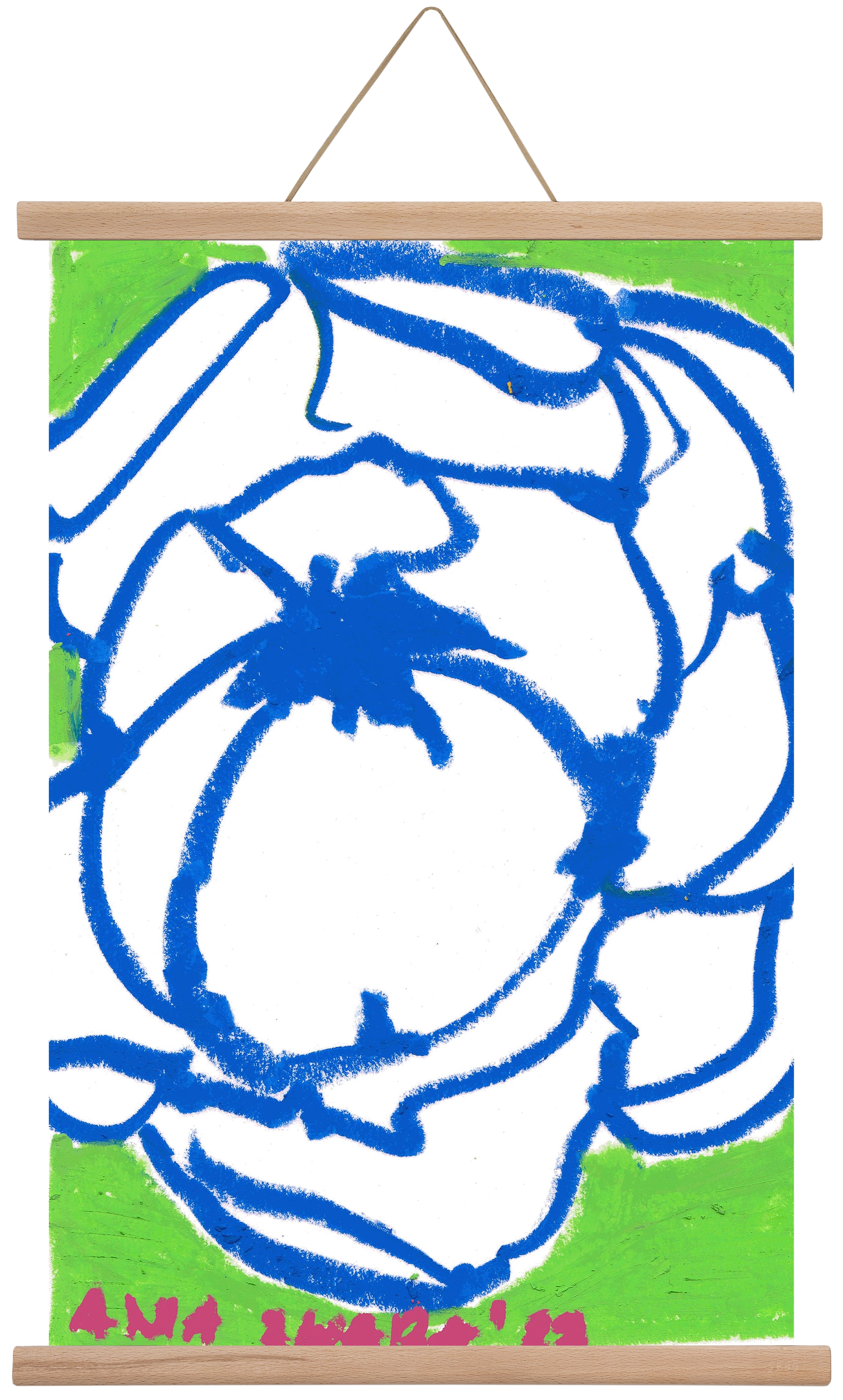 Blue peony, 40x60 cm (40x60 cm), Tölgy akasztó