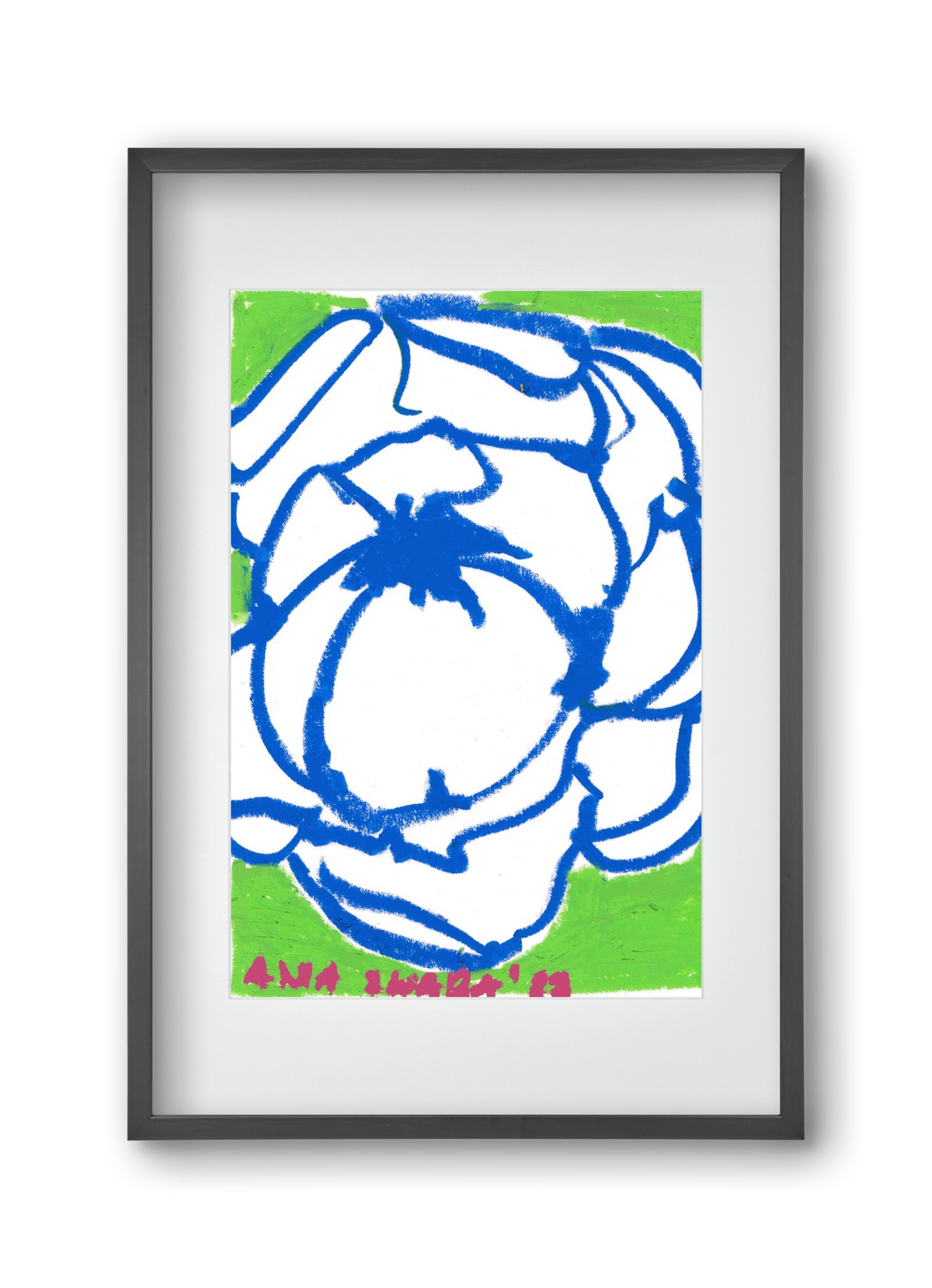 Blue peony, 30x45 cm (20x30 cm), Fekete keret, paszpartuval