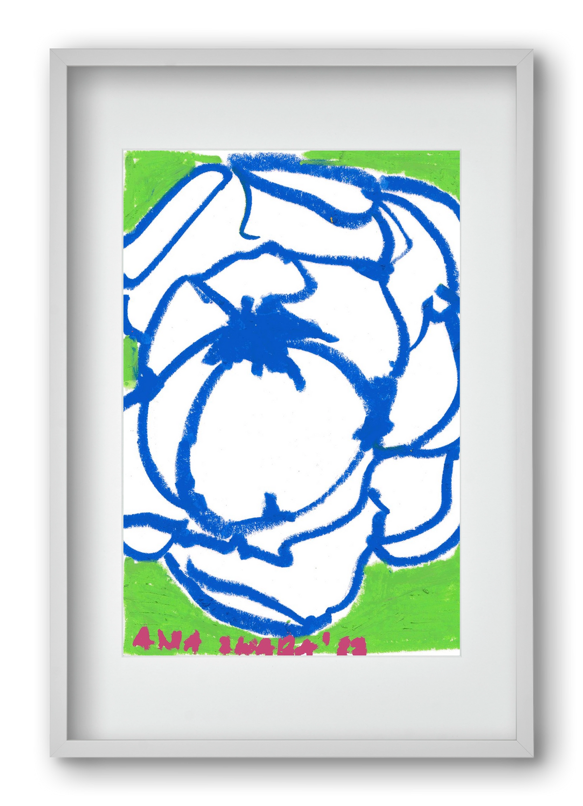 Blue peony, 40x60 cm (30x45 cm), Fehér keret, paszpartuval