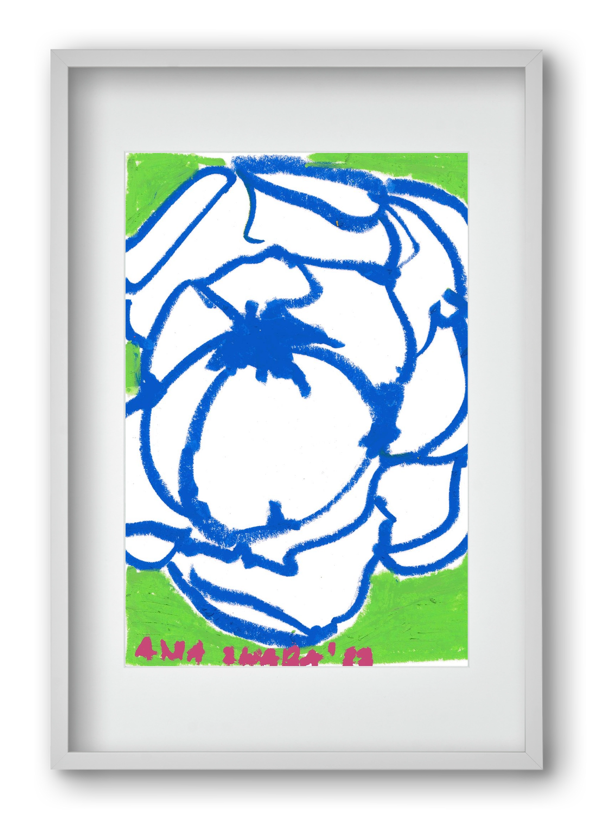 Blue peony, 40x60 cm (30x45 cm), Fehér keret, paszpartuval