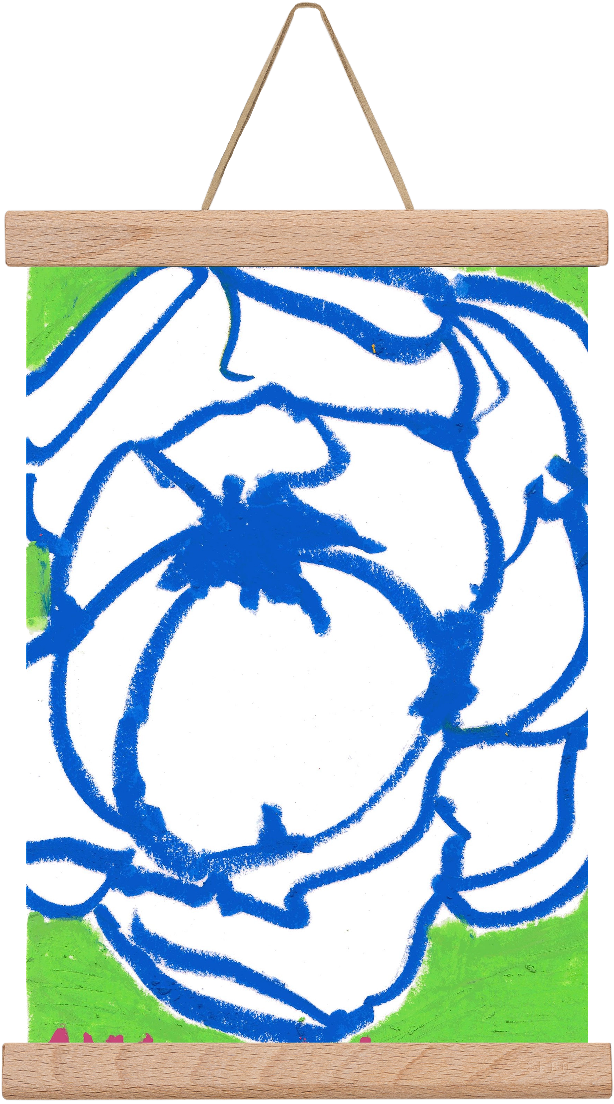 Blue peony, 20x30 cm (20x30 cm), Tölgy akasztó