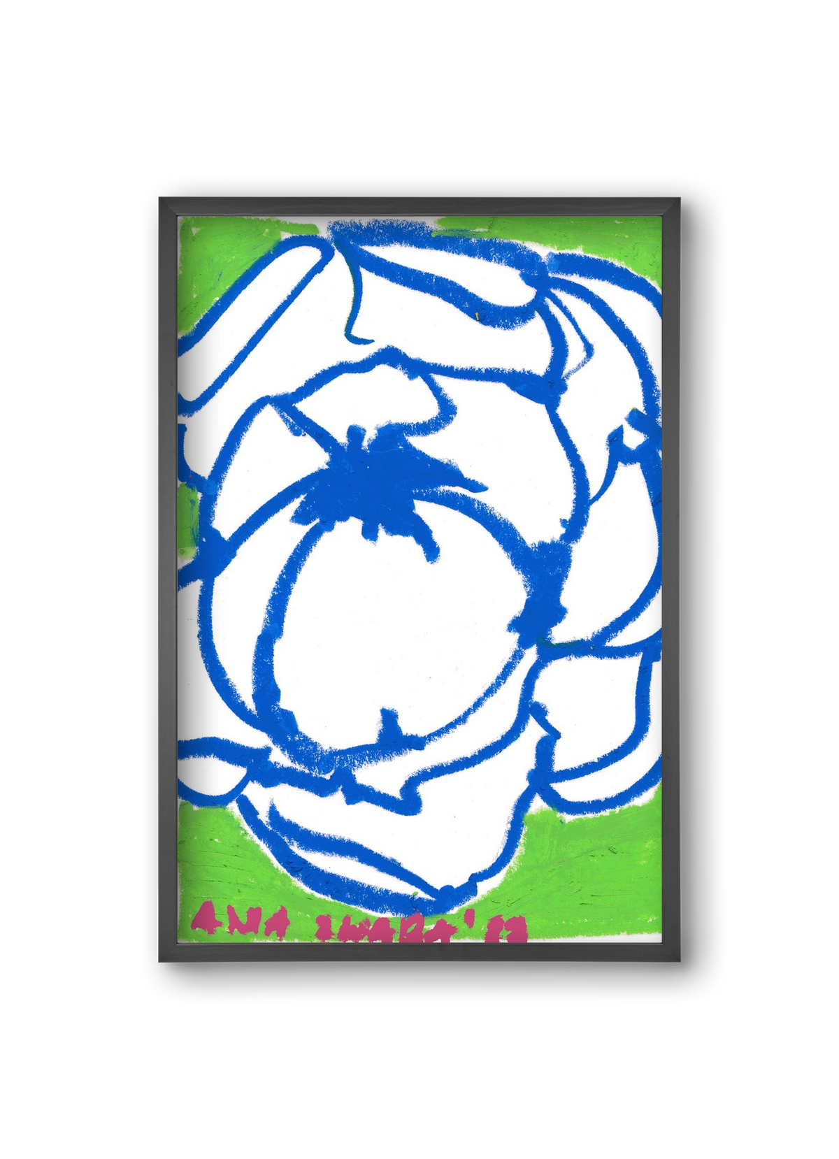 Blue peony, 20x30 cm (20x30 cm), Fekete keret