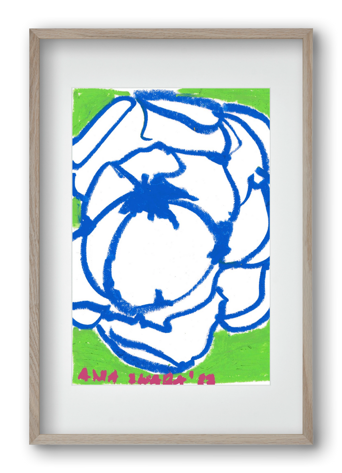 Blue peony, 40x60 cm (30x45 cm), Tölgy keret, paszpartuval