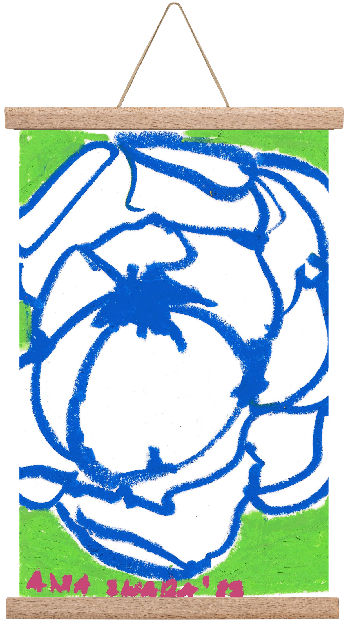 Blue peony, 30x45 cm (30x45 cm), Tölgy akasztó