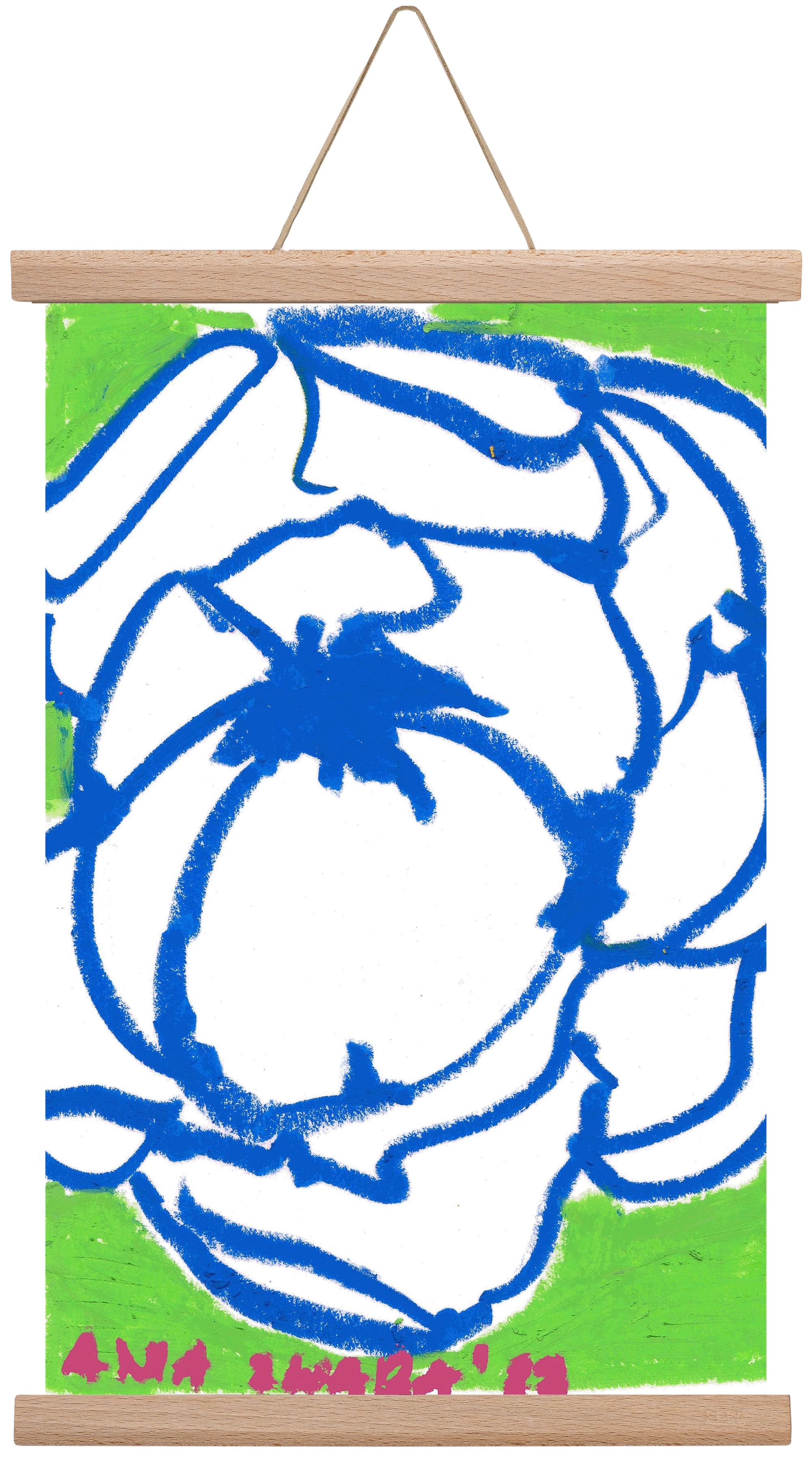 Blue peony, 30x45 cm (30x45 cm), Tölgy akasztó